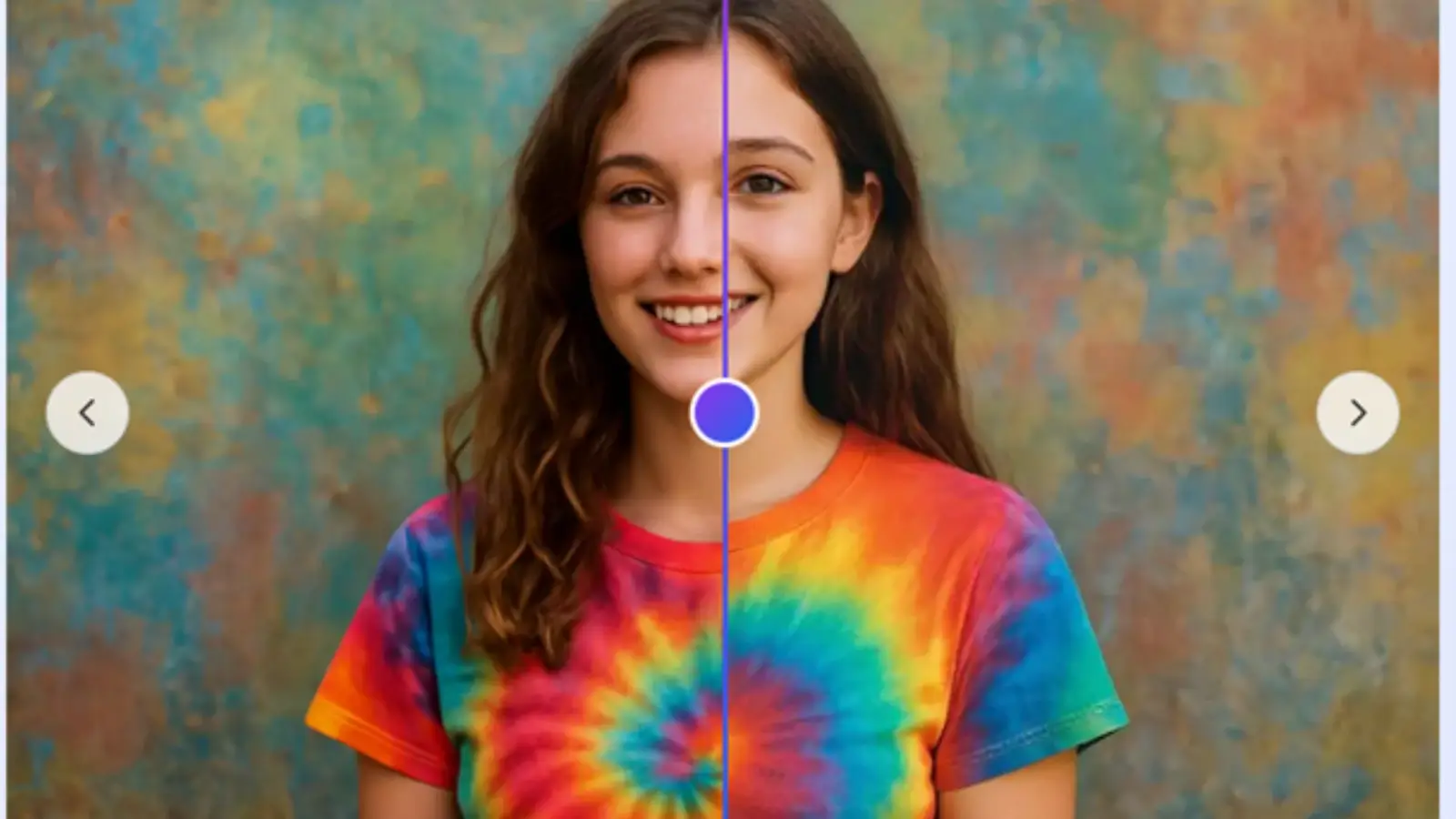 AI-powered age and body transformation preview showing before and after images