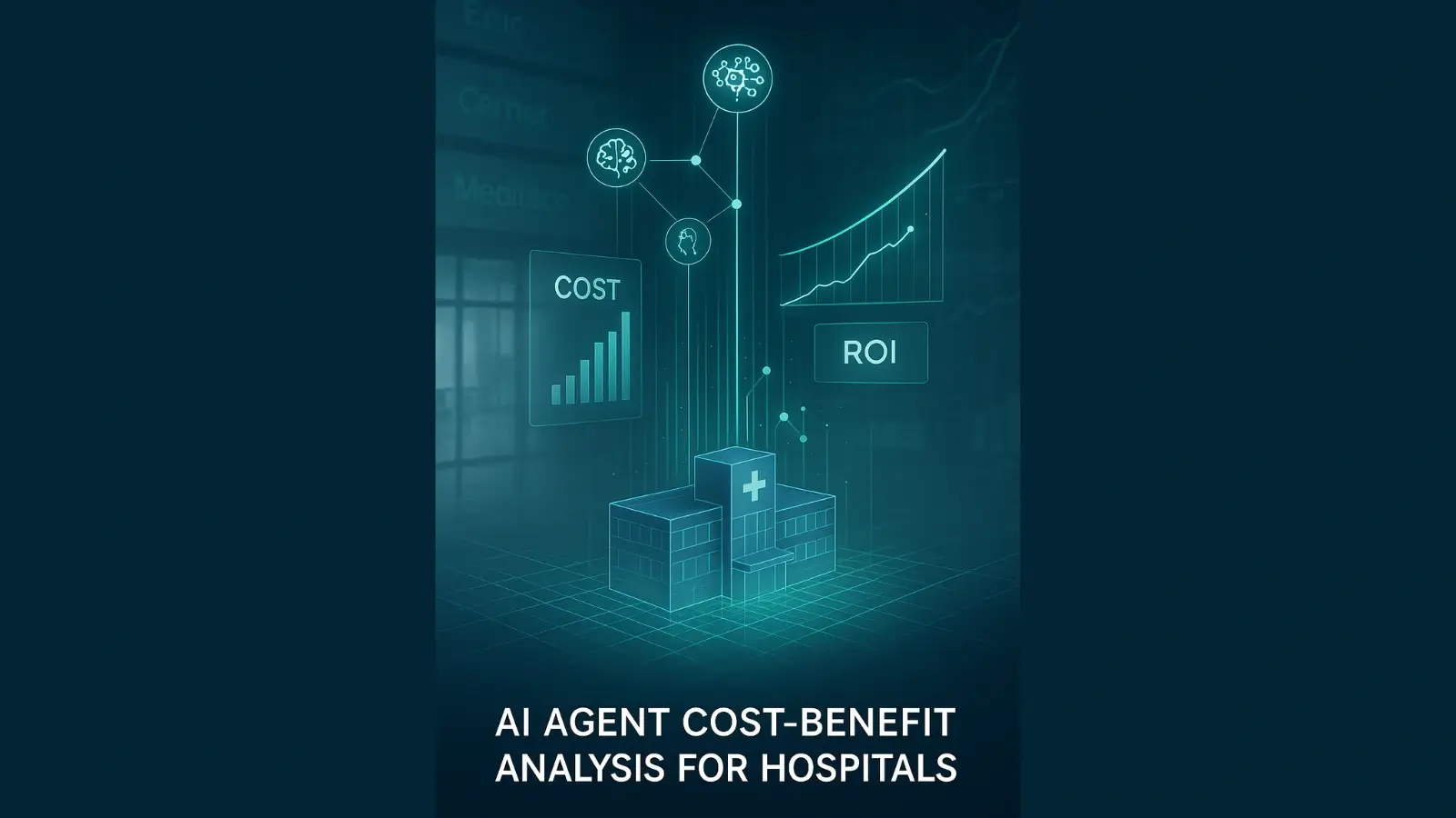 CIO presenting AI ROI model to healthcare CFO and CMIO in a strategy meeting