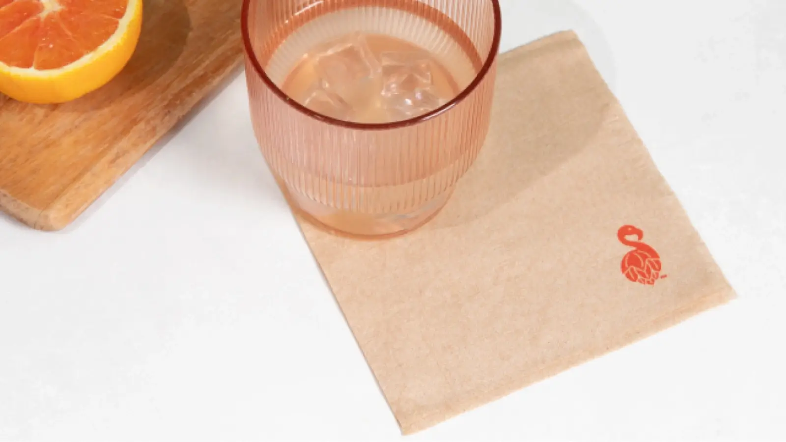 Express Printed Cocktail Napkins: Small Details, Big Branding Impact Custom branded cocktail napkins with company logo displayed at an upscale event