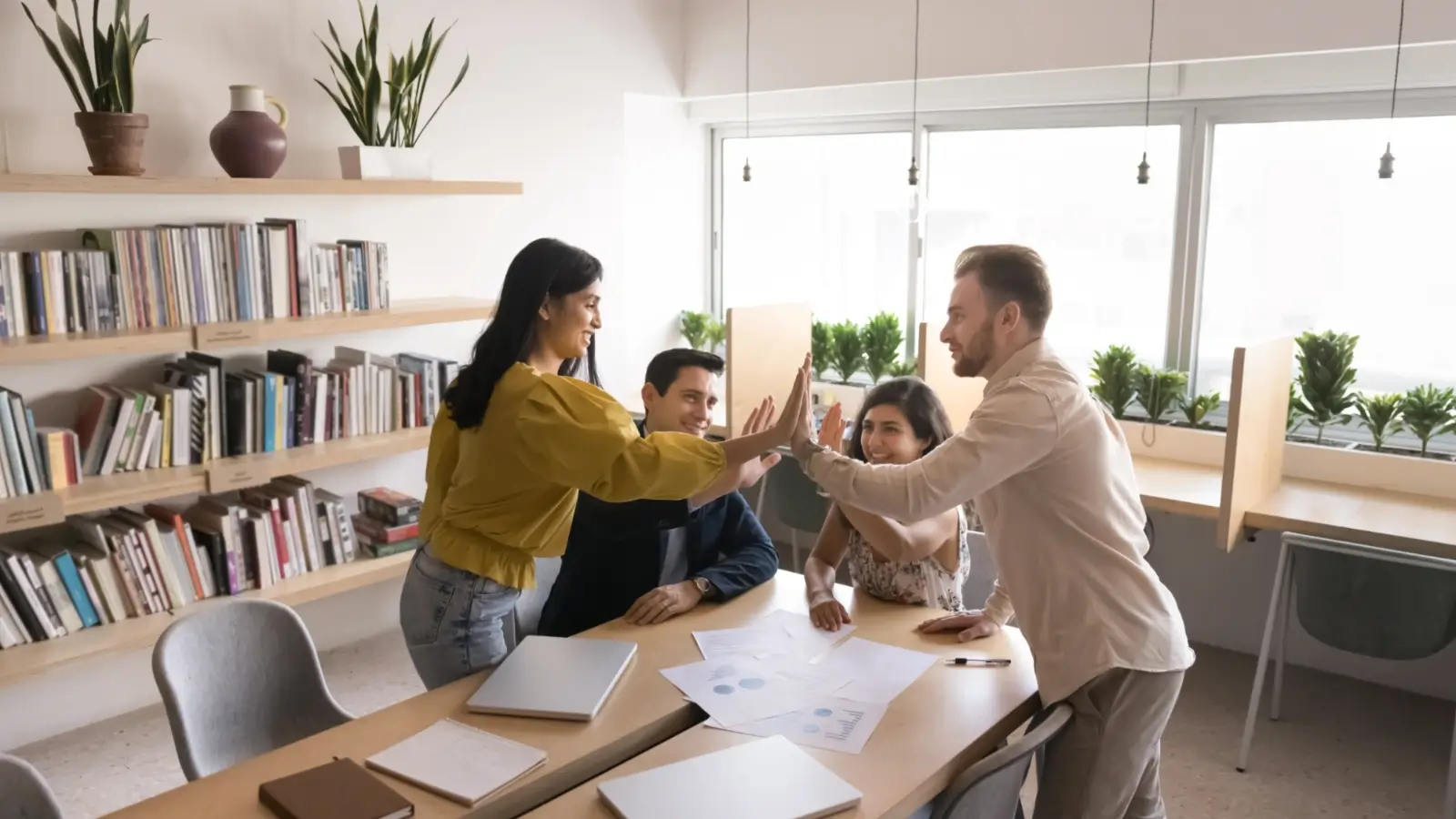 Manager reviewing team dashboards on BeSync’d to track project updates and team progress