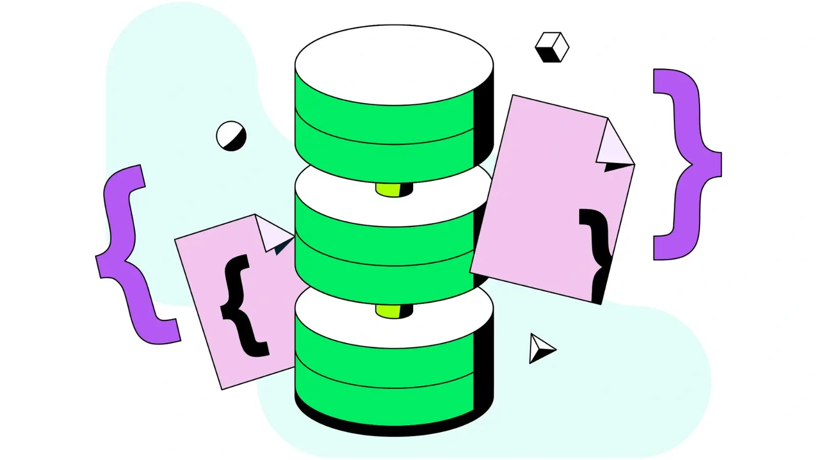 MongoDB logo on a digital screen with code and data visualization in the background