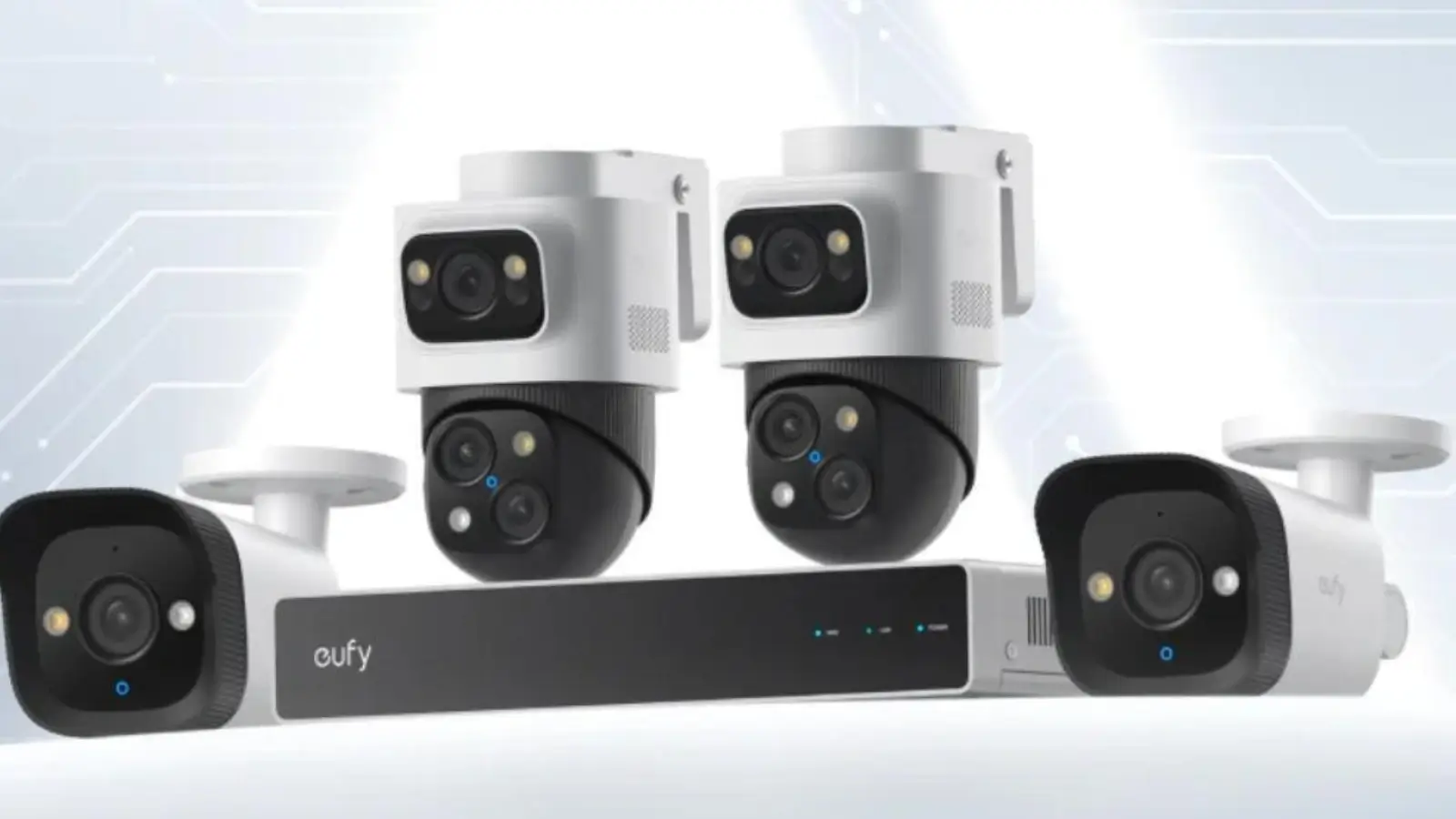 PoE security camera mounted above a front door entryway for home surveillance