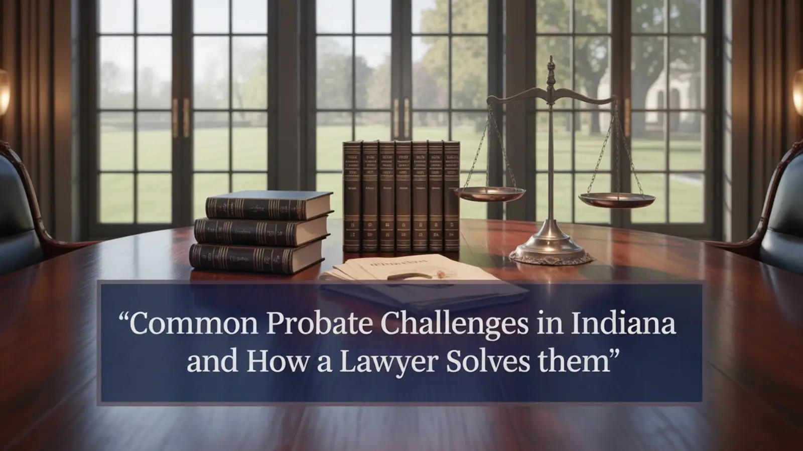 Probate lawyer in Indiana reviewing legal documents with a client