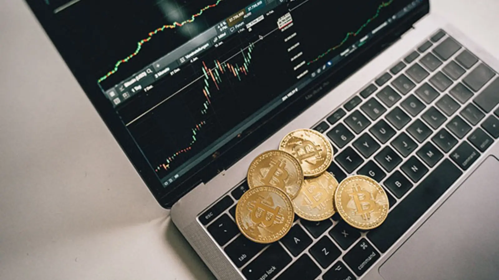 Are Crypto Fees Tax-Deductible? Tax professional reviewing cryptocurrency fee deductions on a laptop with Bitcoin coins nearby