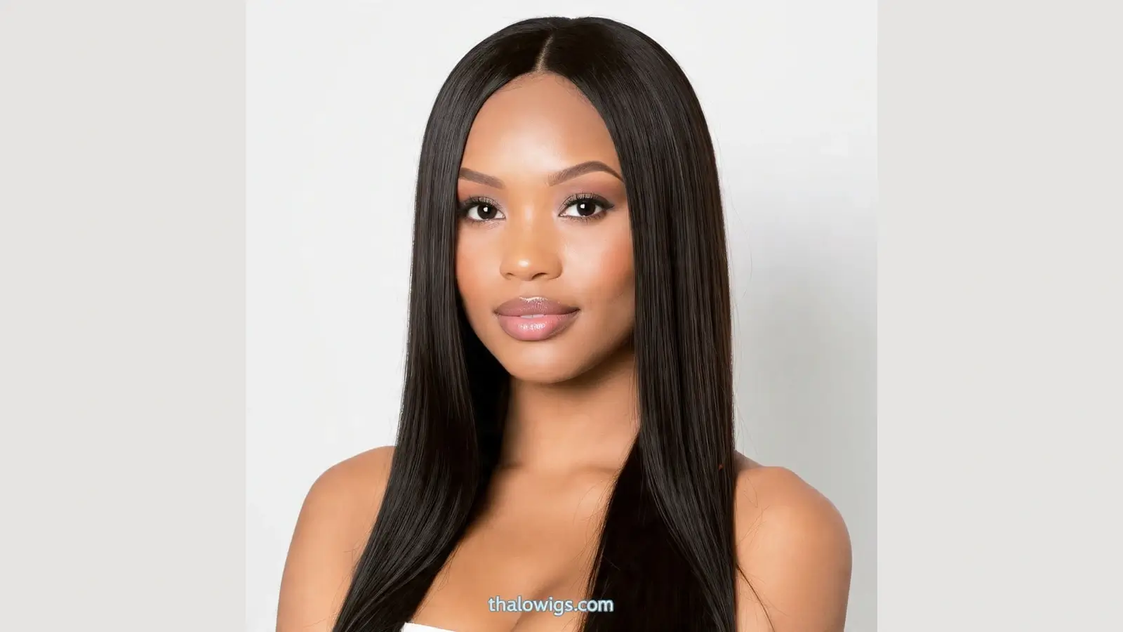 Beautiful young woman wearing a natural human hair straight wig – Thalowigs.com