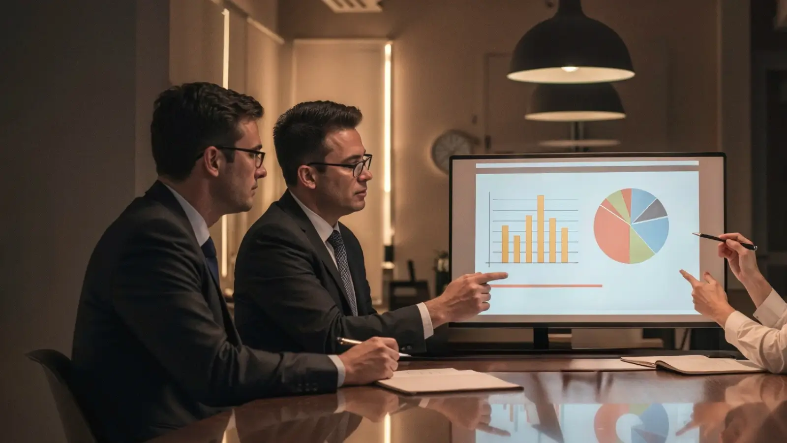 Business team analyzing structured data insights from outsourced analytics provider