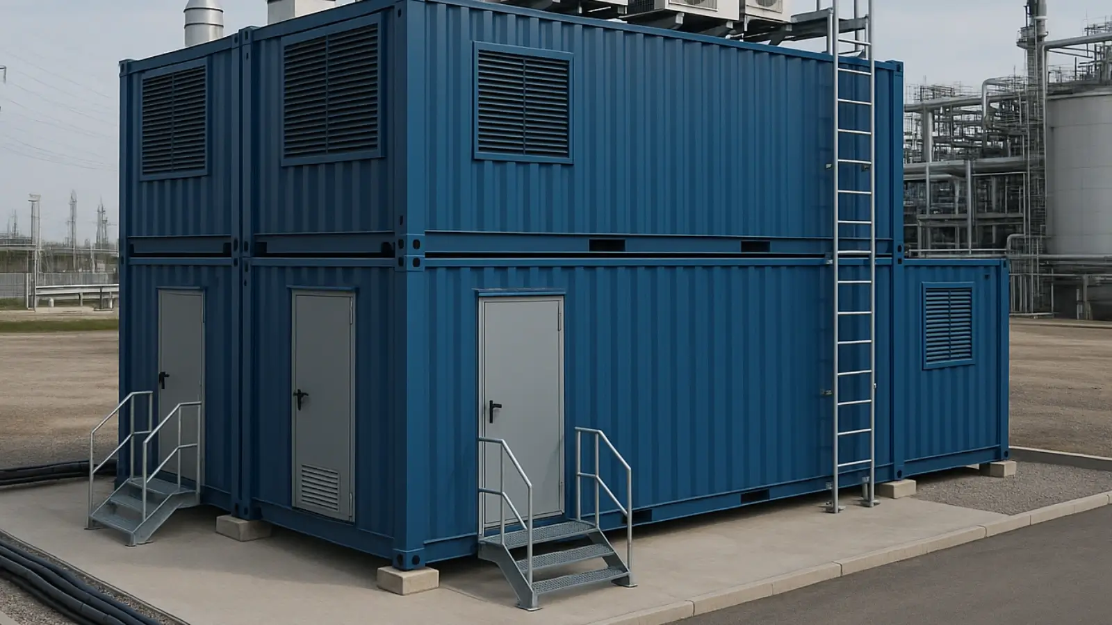 Container-based modular data infrastructure installed at an industrial site