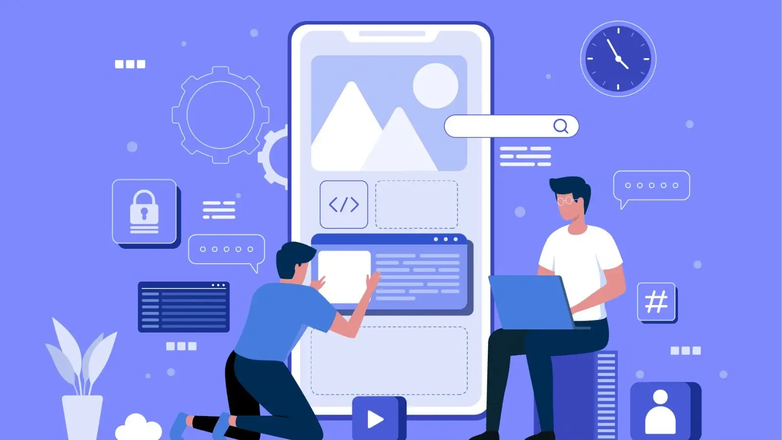 Developer using AI and low-code tools for cross-platform mobile app development