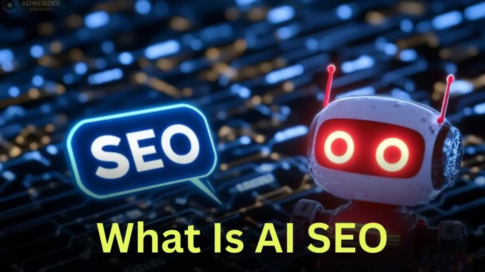 Futuristic AI interface scanning websites for SEO data and user search intent