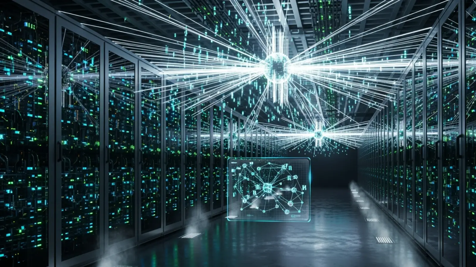 High-performance AI data center infrastructure with GPUs and advanced networking