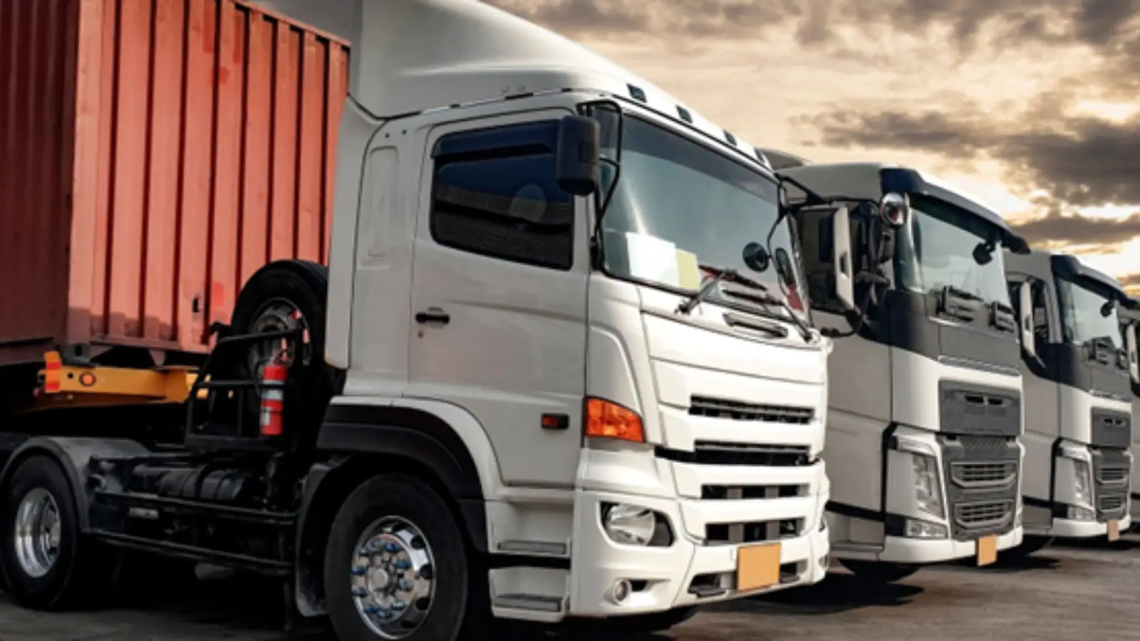 Logistics trucks and containers at Port Botany, Sydney freight hub