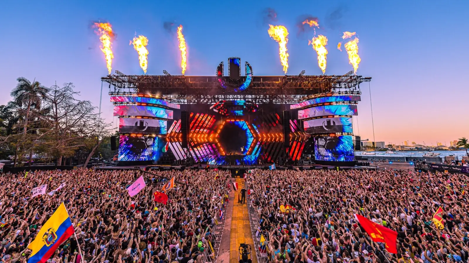 Luxury black SUV parked near Bayfront Park during Miami Music Week festival