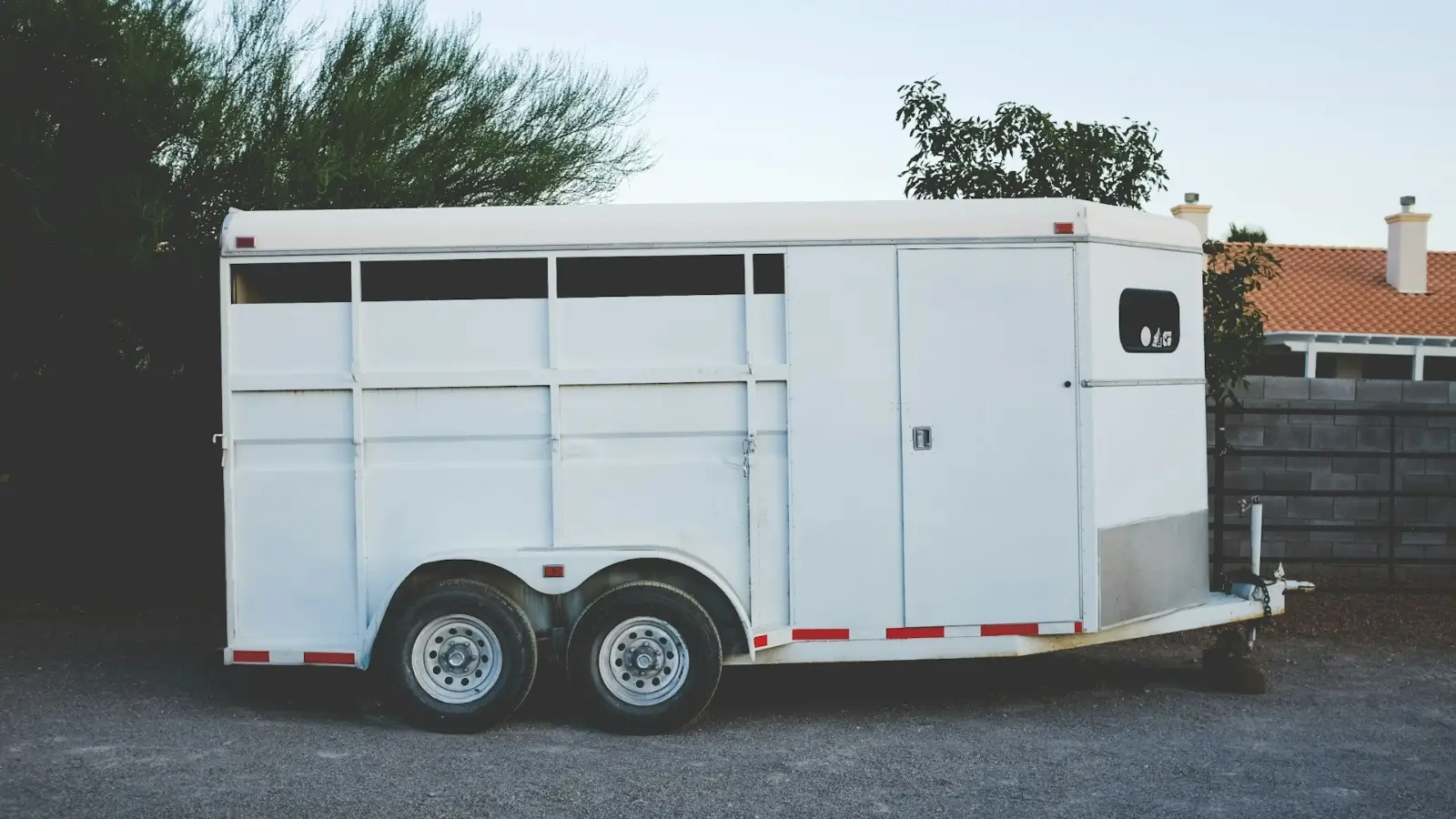 Luxury restroom trailer setup at an outdoor Houston wedding venue