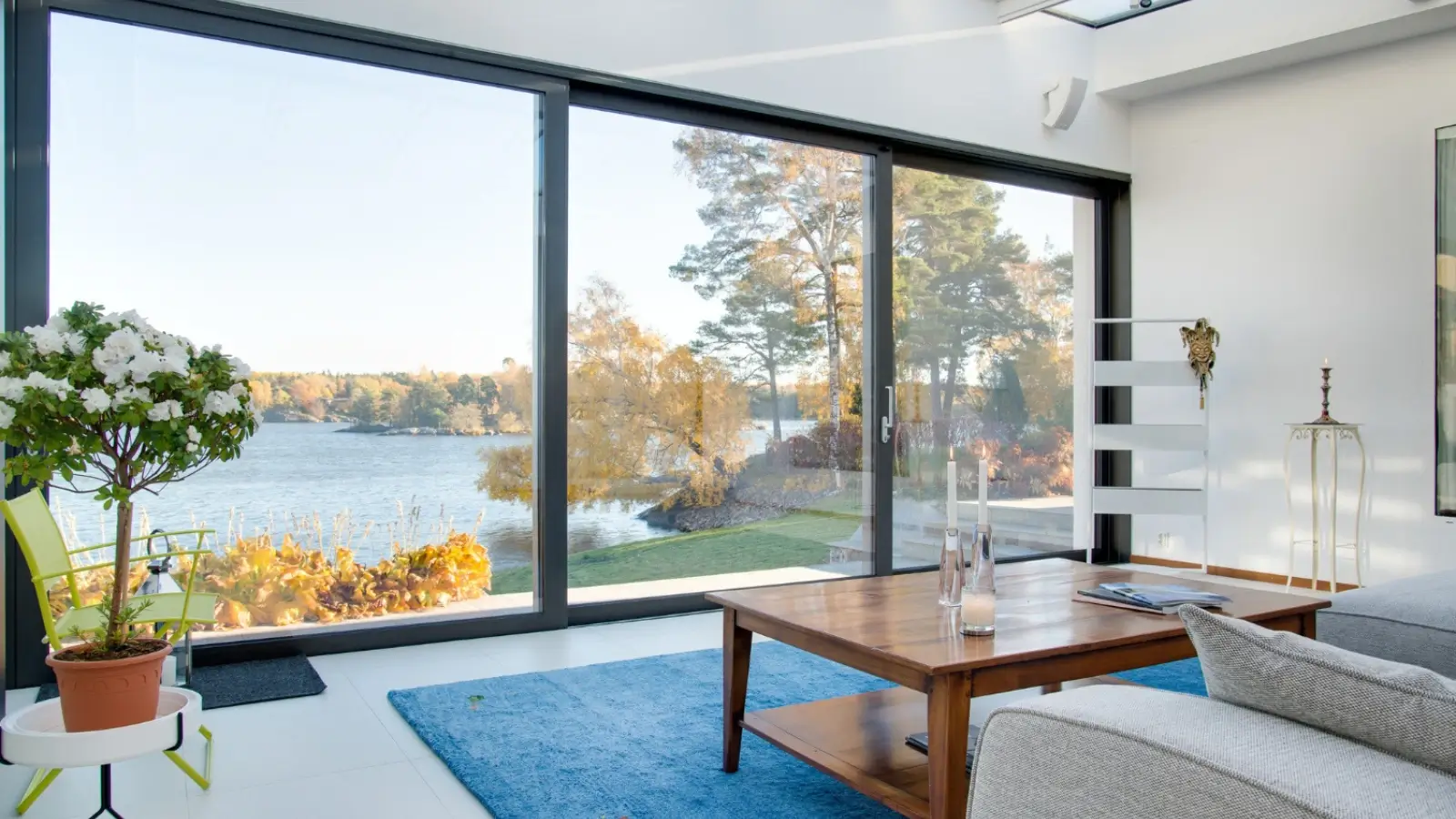 Modern energy-efficient window with double glazing and scenic outdoor view