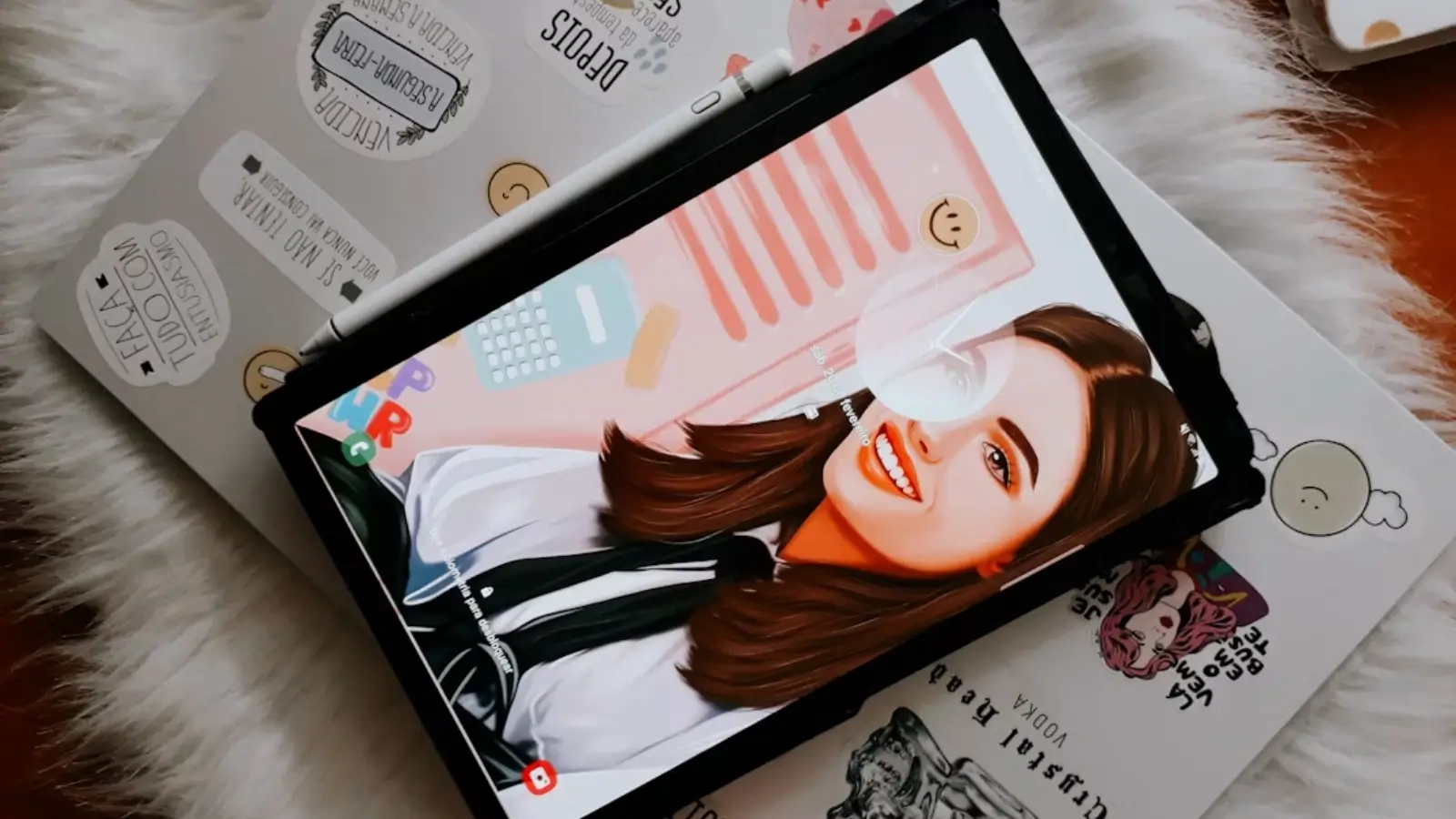 Person using an 11-inch tablet with stylus for productivity in a modern workspace