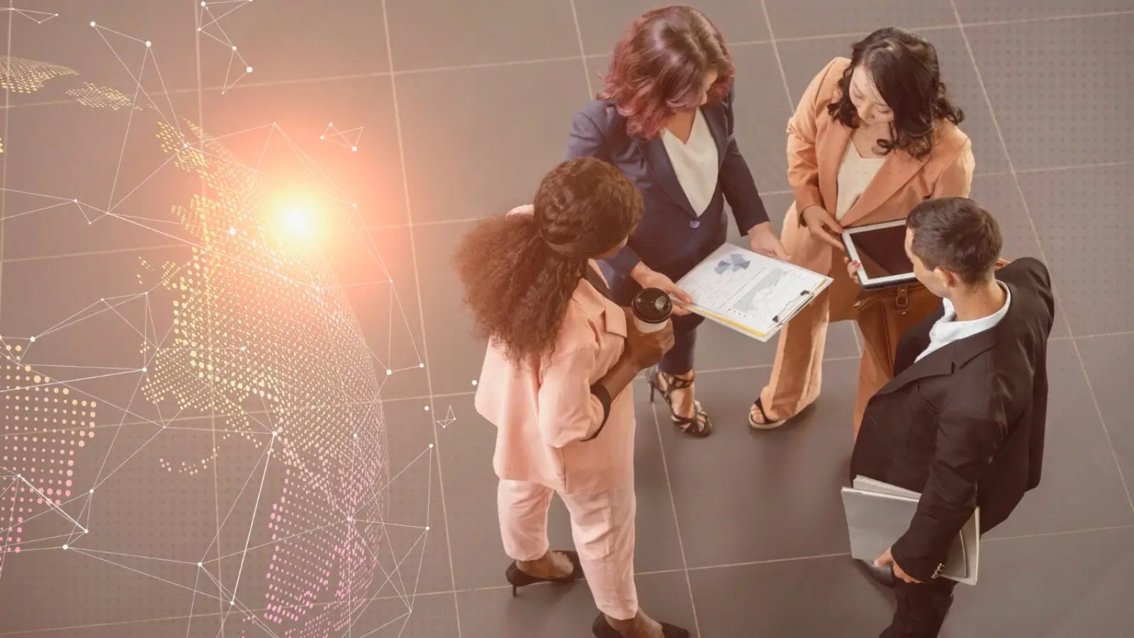 Small business team using digital tools to manage global operations in 2025