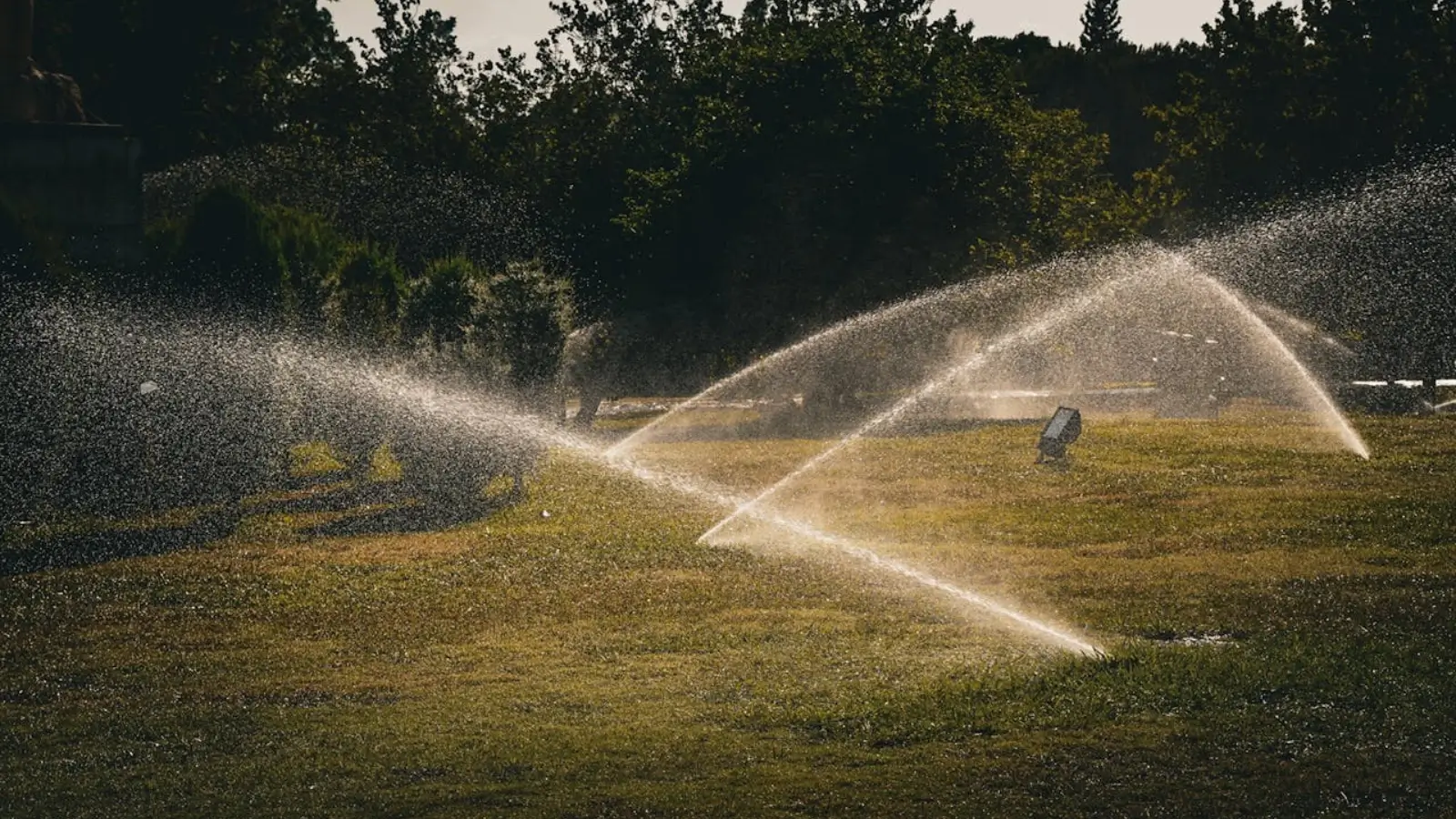 Smart irrigation and outdoor lighting system installed in a landscaped residential yard