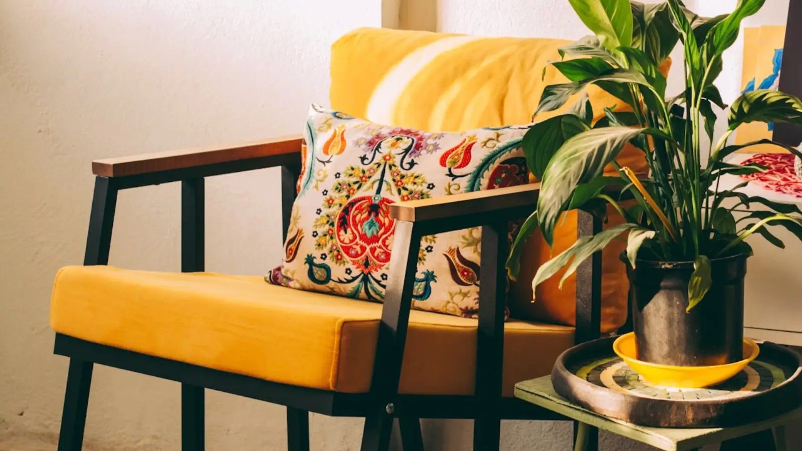 Stylish occasional chair in a modern New Zealand living room corner with cozy decor