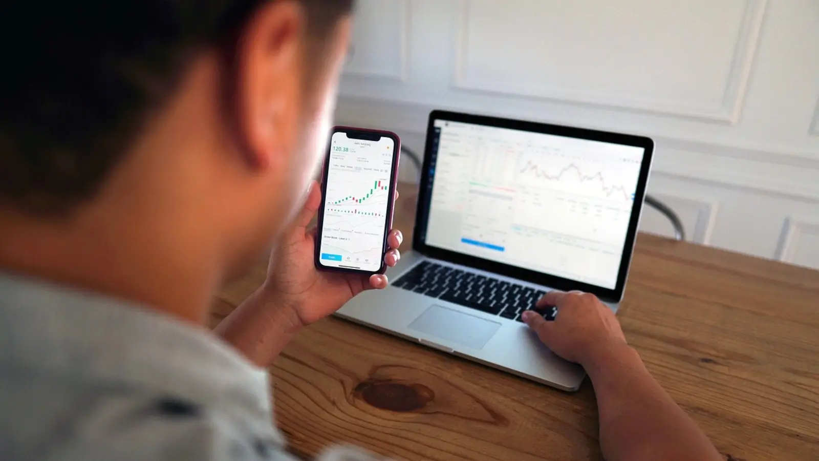 Trader analyzing crypto marketplace features on digital trading platform