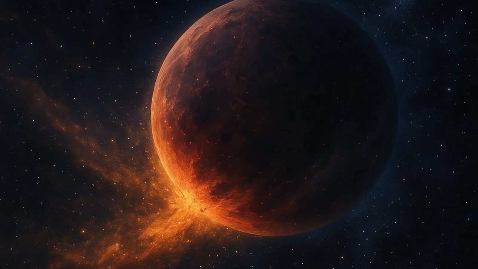 Visualization of rogue planet Cha 1107-7626 absorbing space dust in deep space