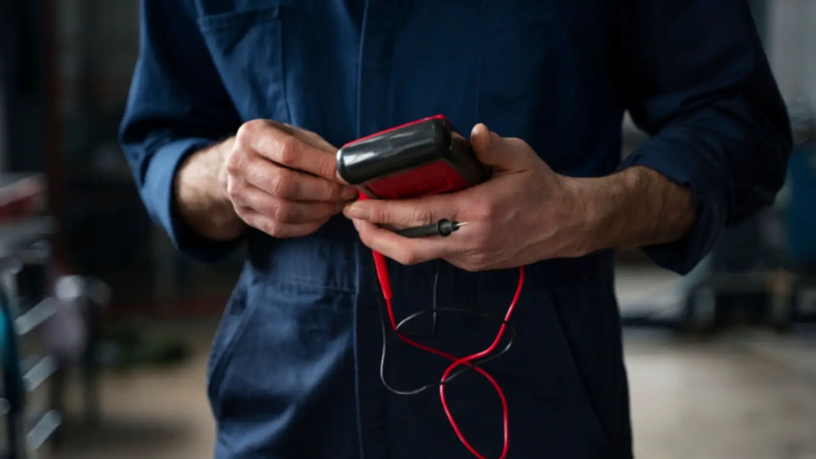 Engineer using a used oscilloscope to test electronic circuits in a lab