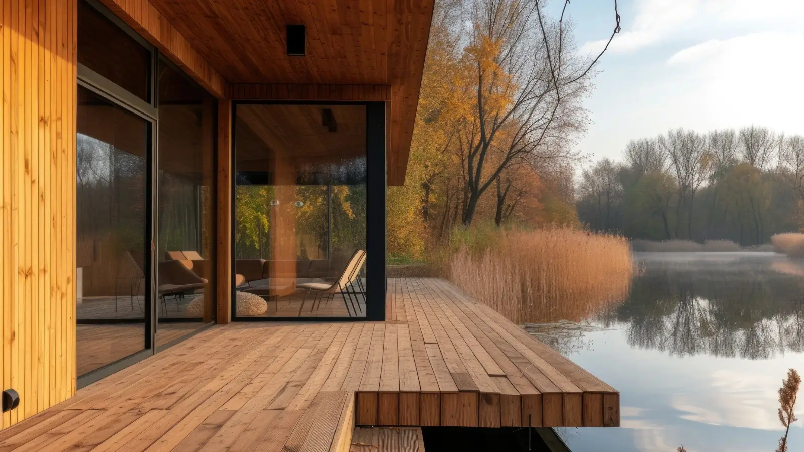 Freshly sanded and refinished timber deck in a sunlit backyard
