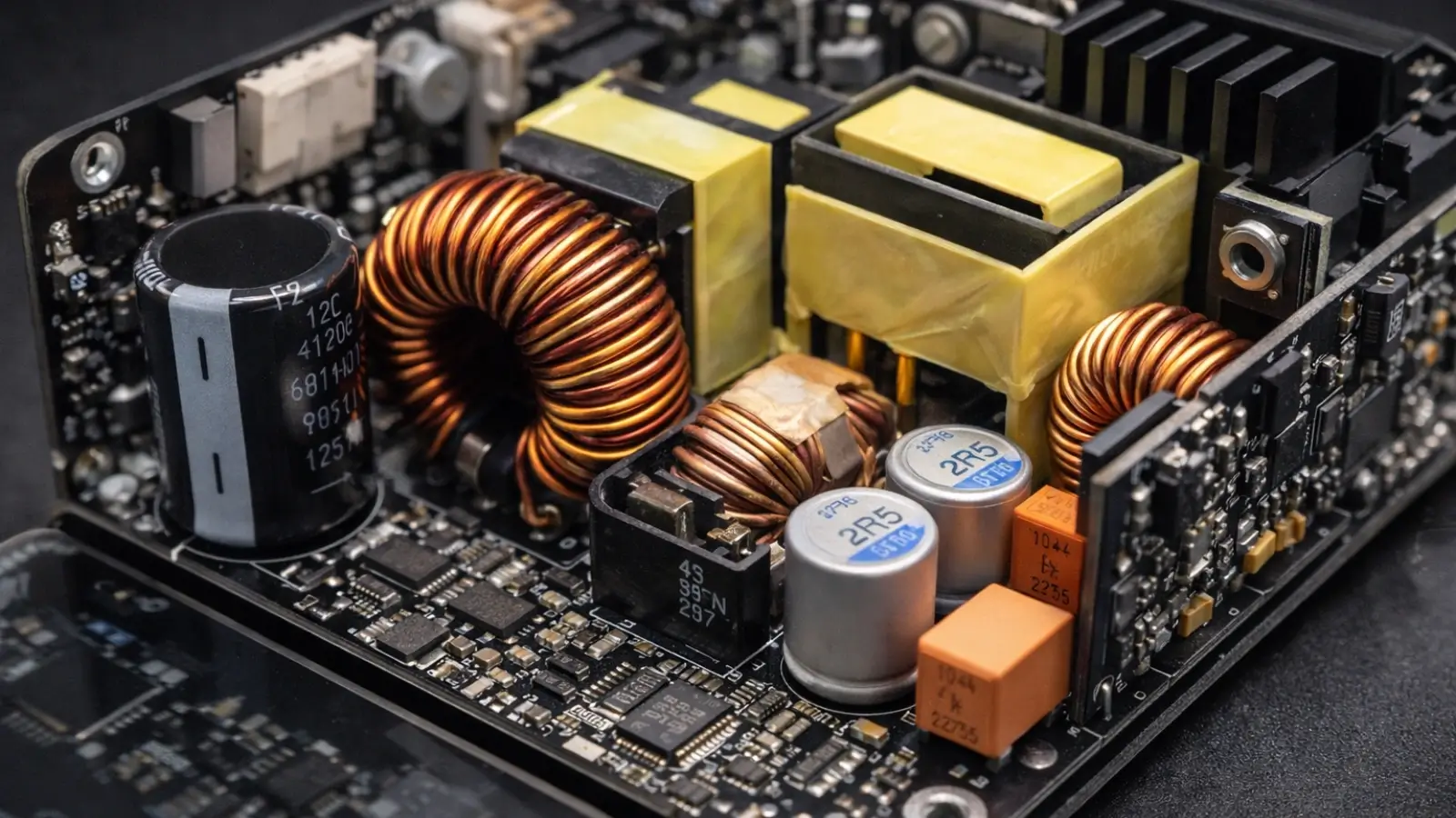 High-efficiency switching power supply circuit with compact components