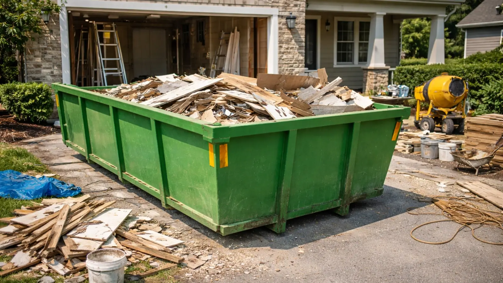 Skip bin placed at a residential renovation site in Adelaide