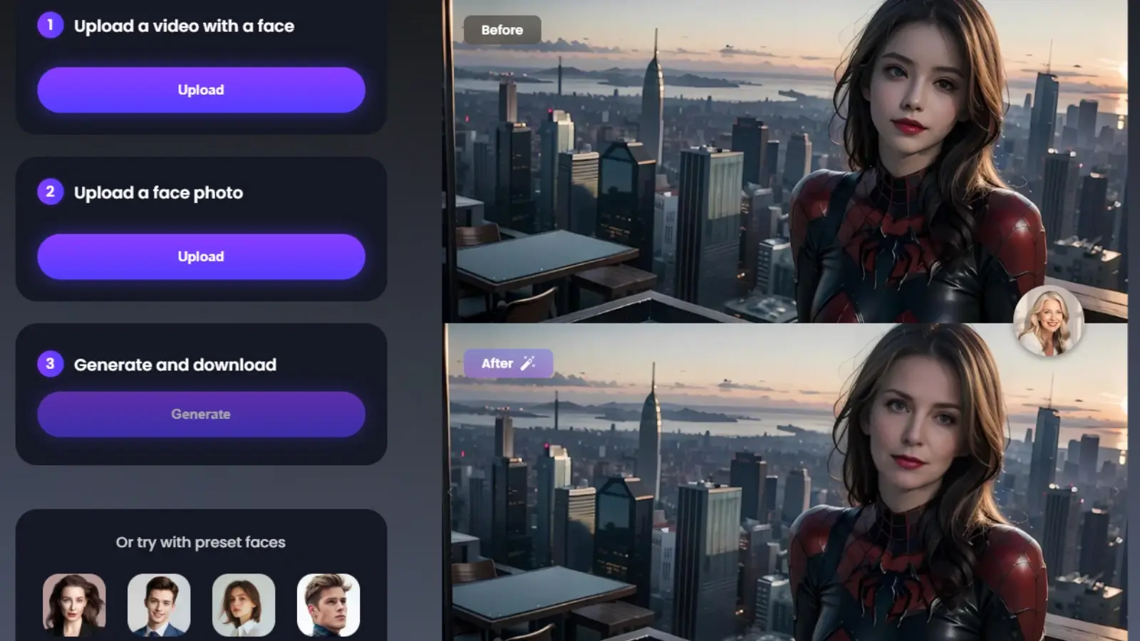 Swap Face AI Christmas marketing video featuring a face-swapped Santa Claus