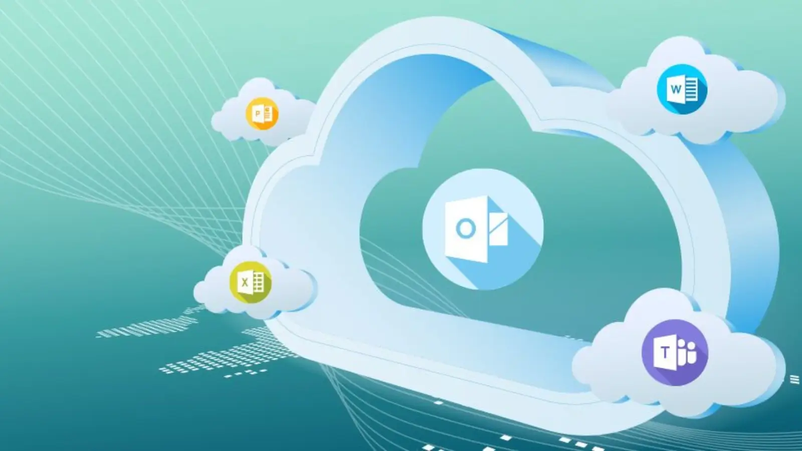 Office 365 dashboard on laptop screen with user collaborating via Teams