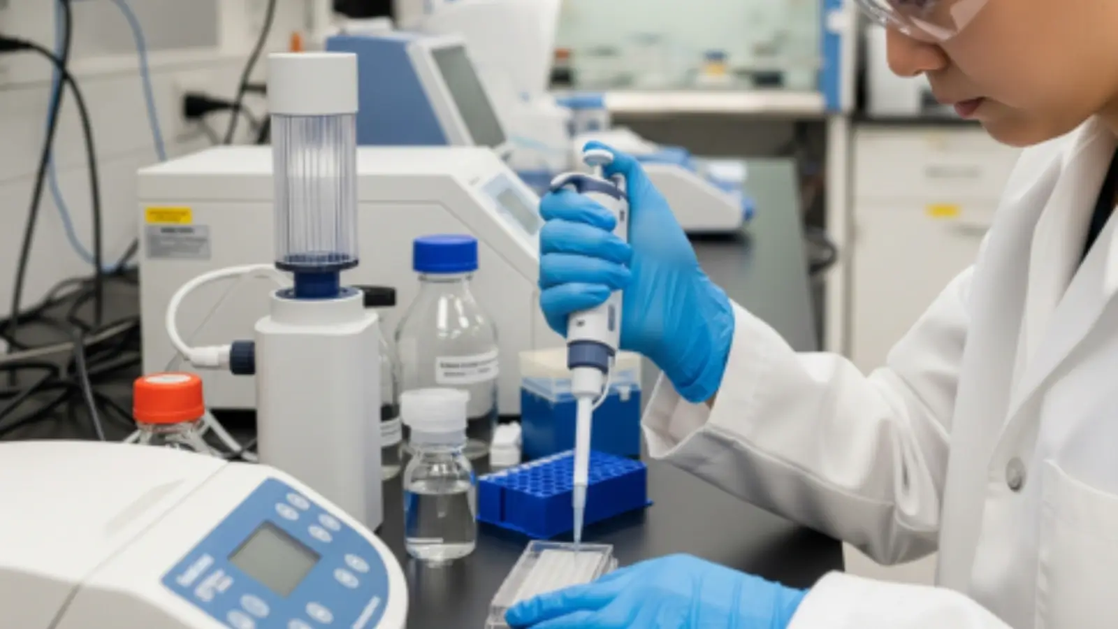 Most Common Chemiluminescent Immunoassay (CLIA) Formats Chemiluminescent immunoassay (CLIA) kit with microplate and reagent bottles in a diagnostic lab