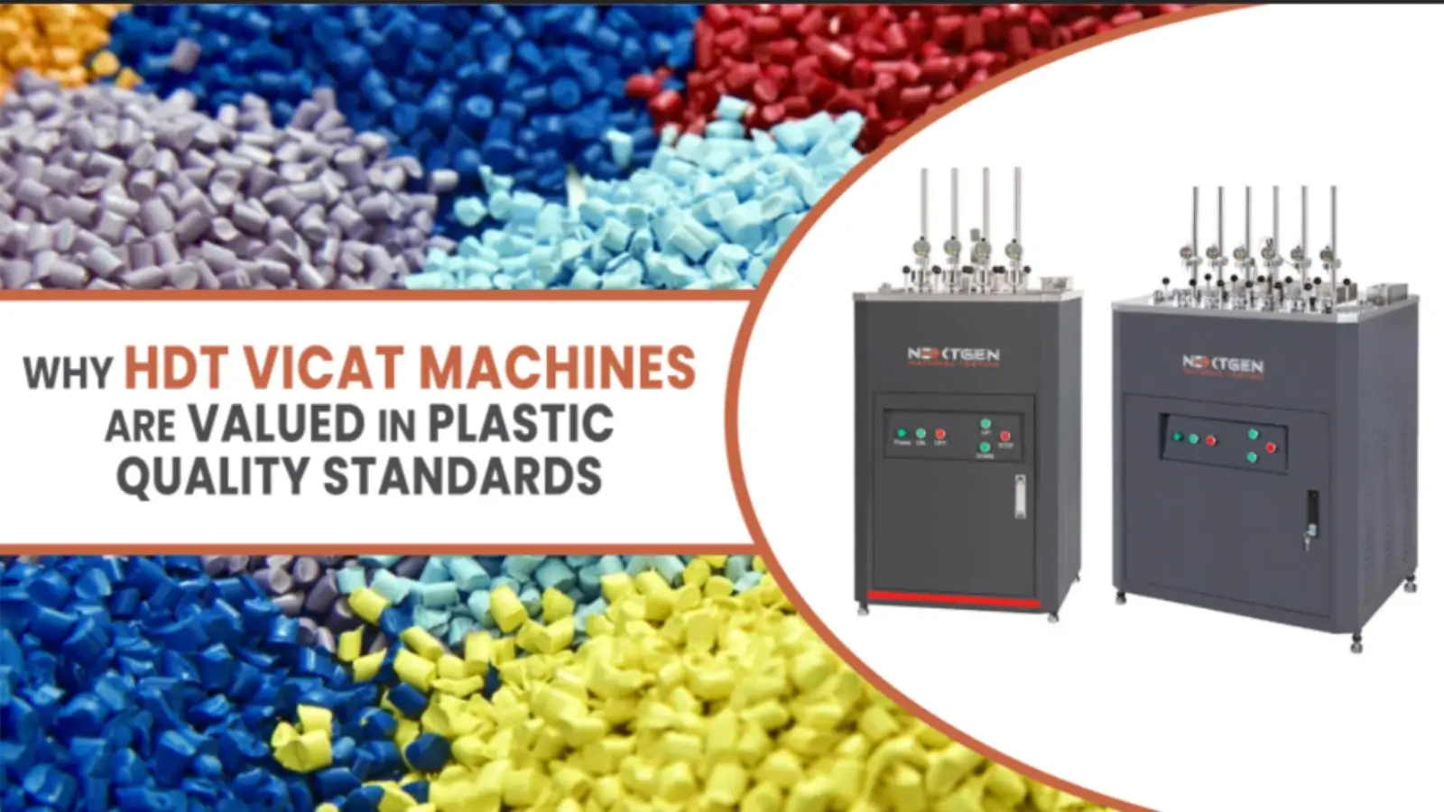 HDT VICAT testing machine measuring thermal performance of plastic samples in a QA laboratory