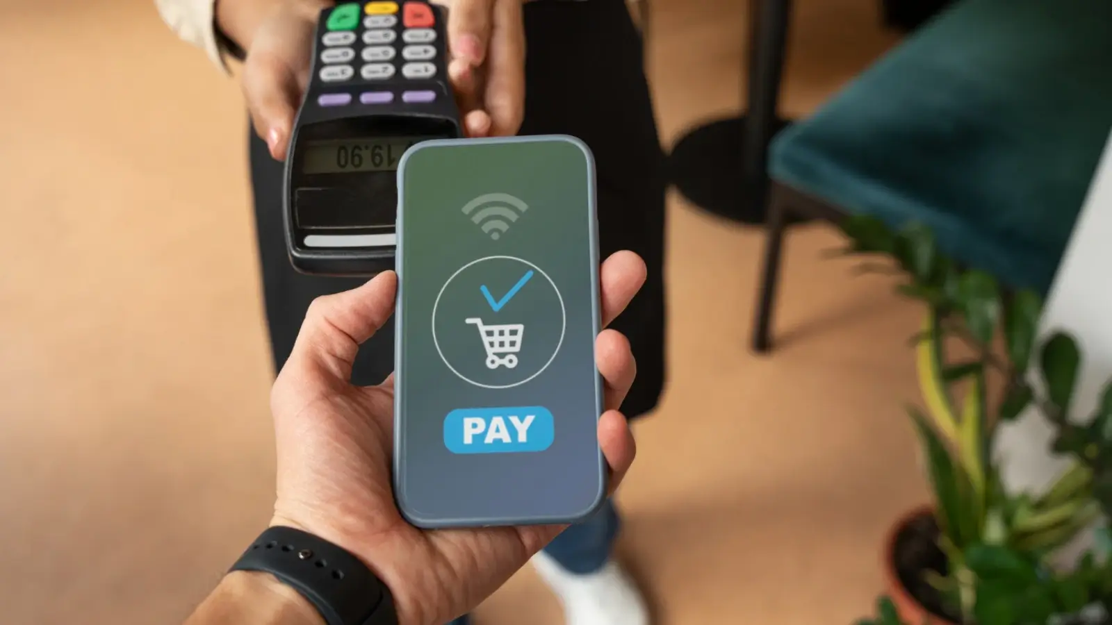 Illustration of a digital payment platform connecting merchants, banks, and customers