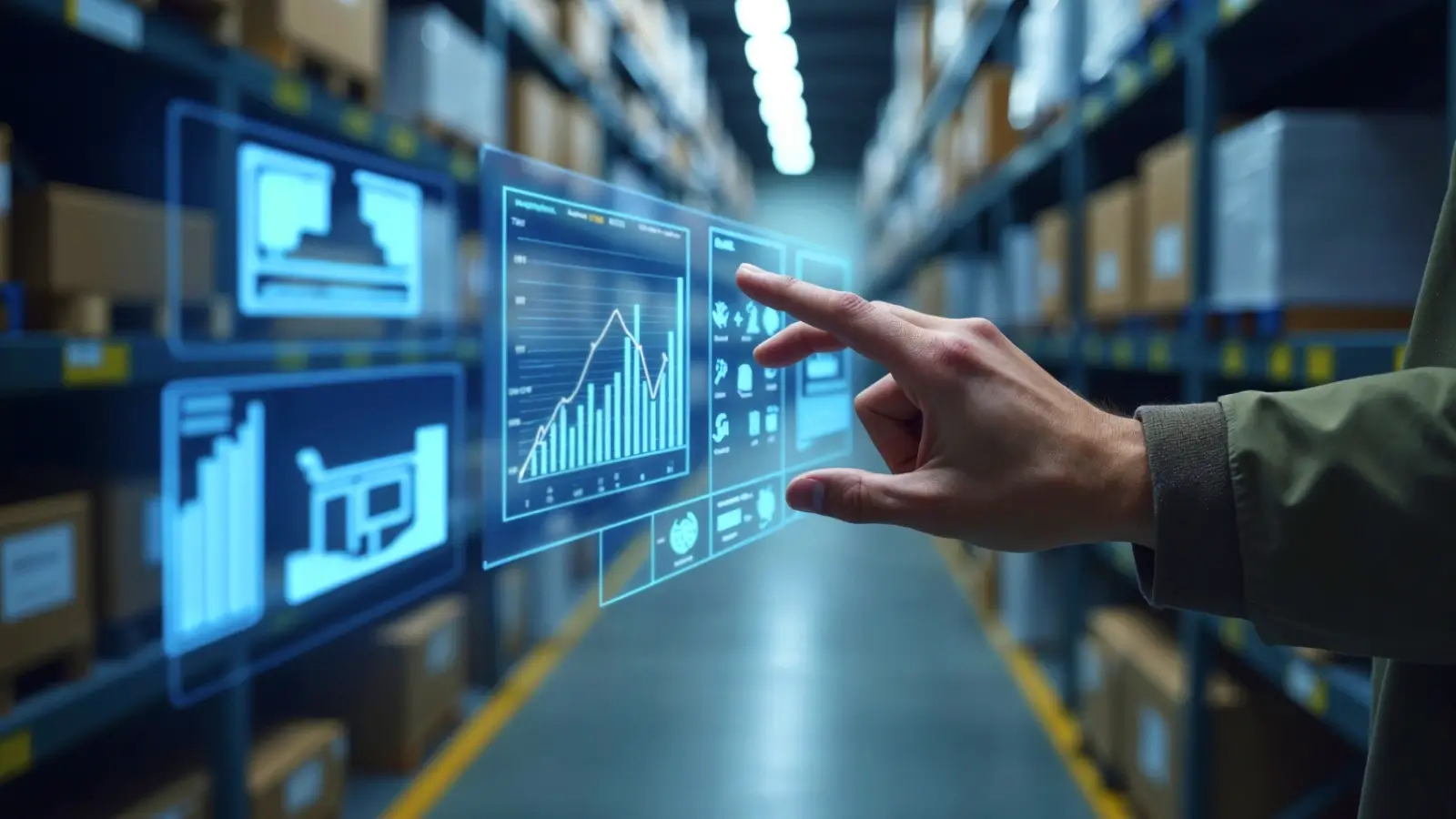 AI-powered dashboard displaying supply chain forecasts and cost-saving insights