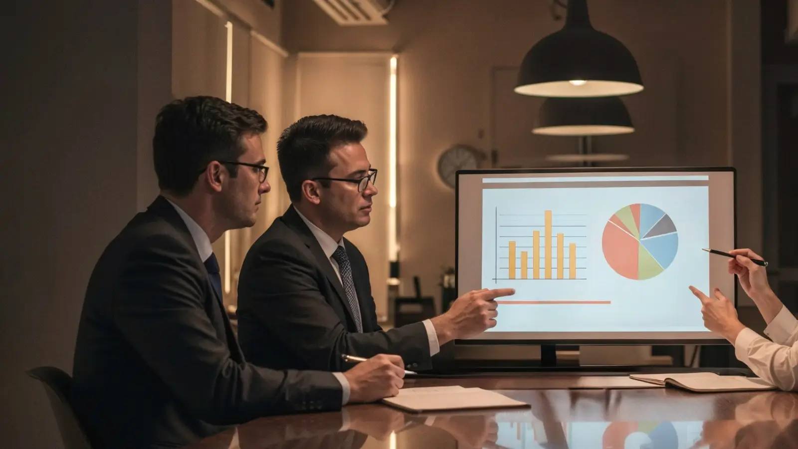 Founder and investor discussing startup growth strategy in a modern office