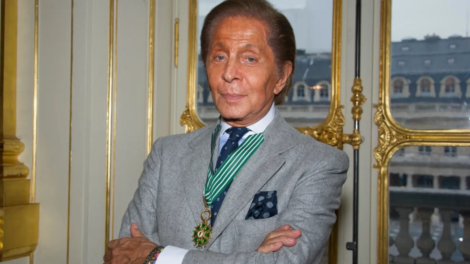 Italian fashion designer Valentino Garavani known for iconic red gowns