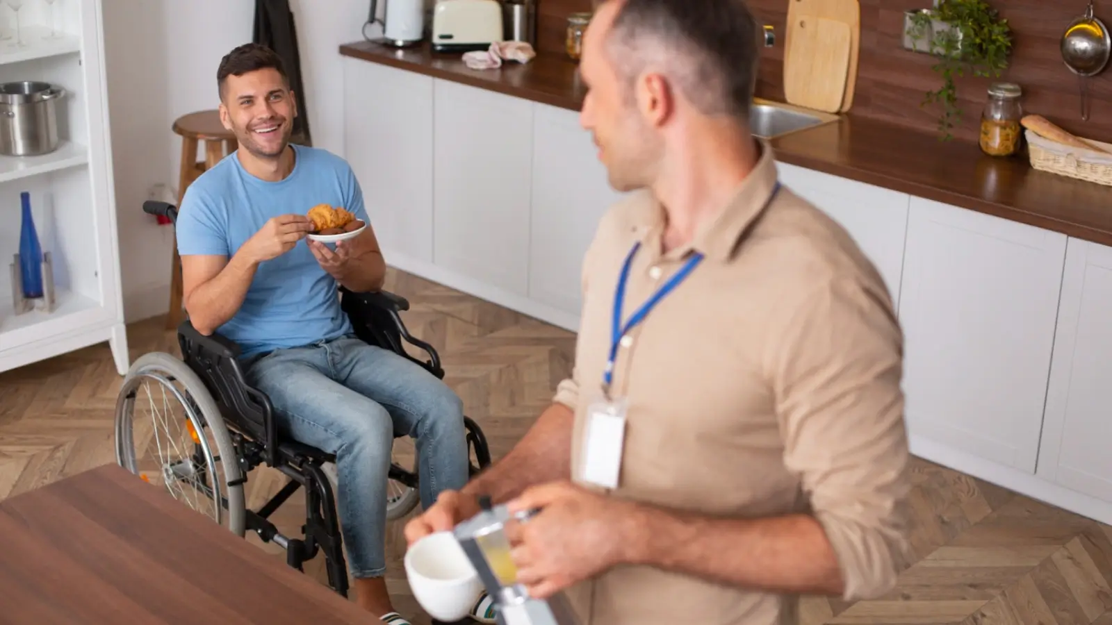NDIS support worker assisting a person with disability in daily activities in Australia