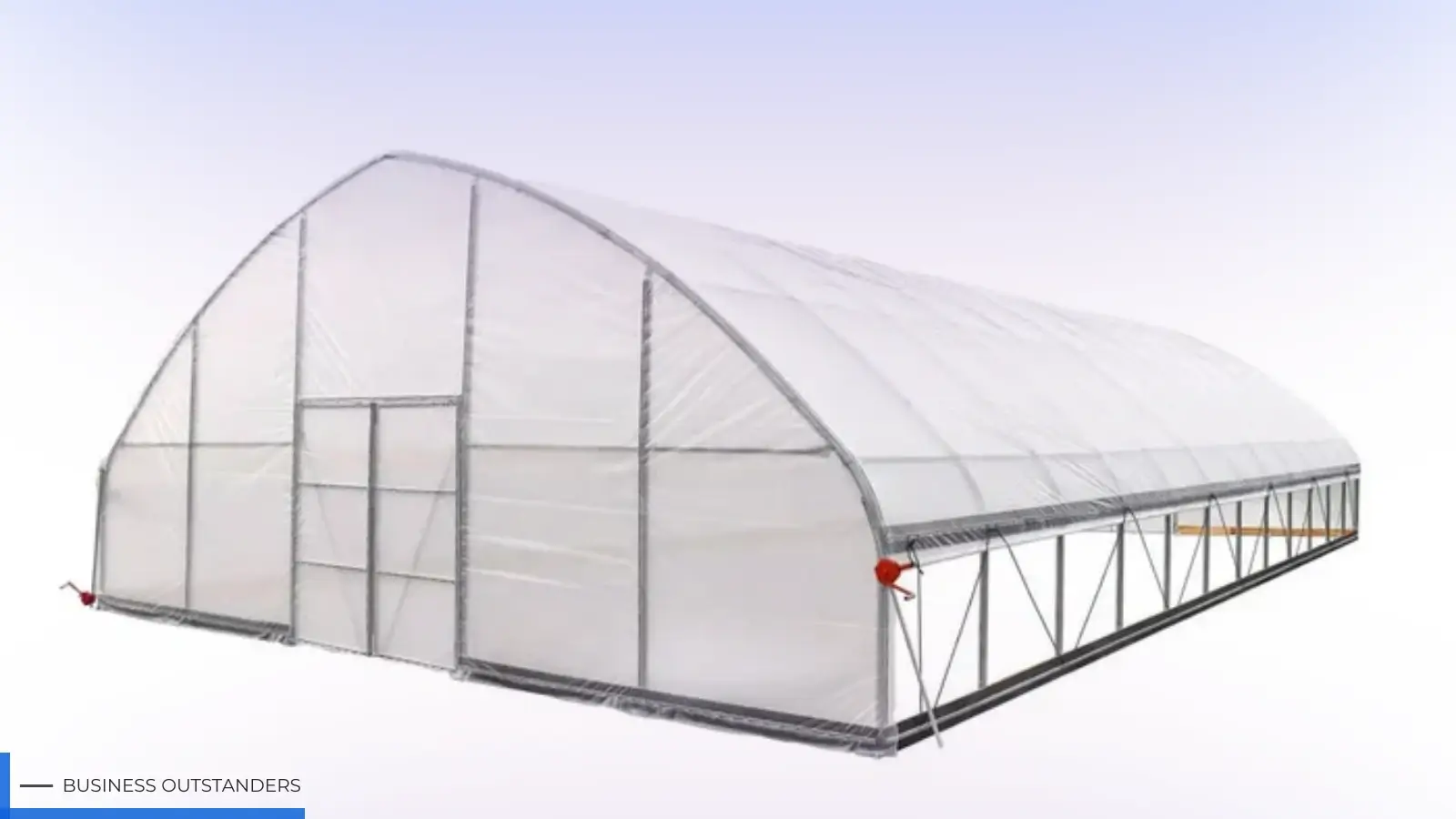 Commercial tunnel greenhouse structure used for year-round crop cultivation in the United Kingdom