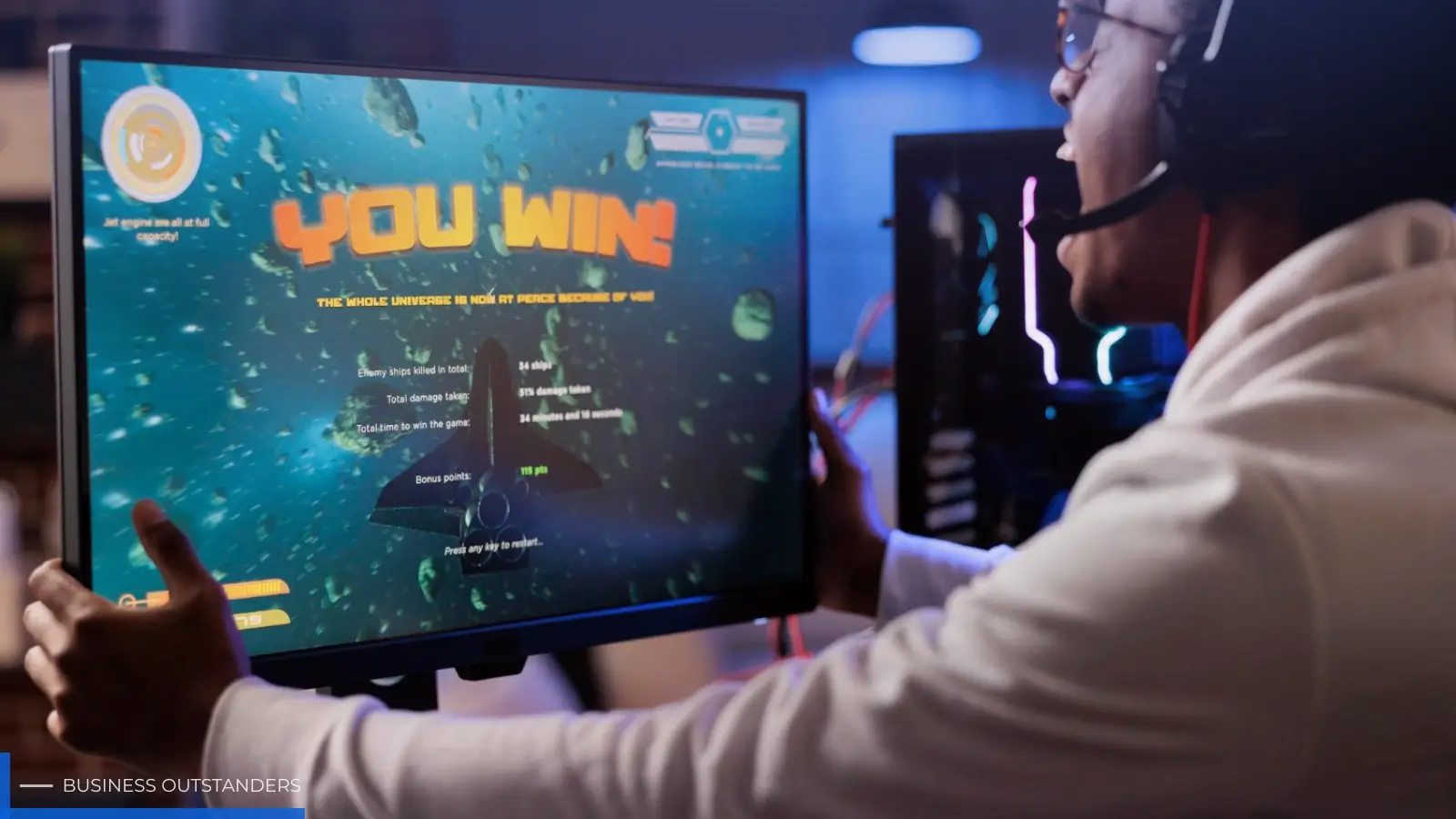Game developer reviewing multilingual localization interface across global markets