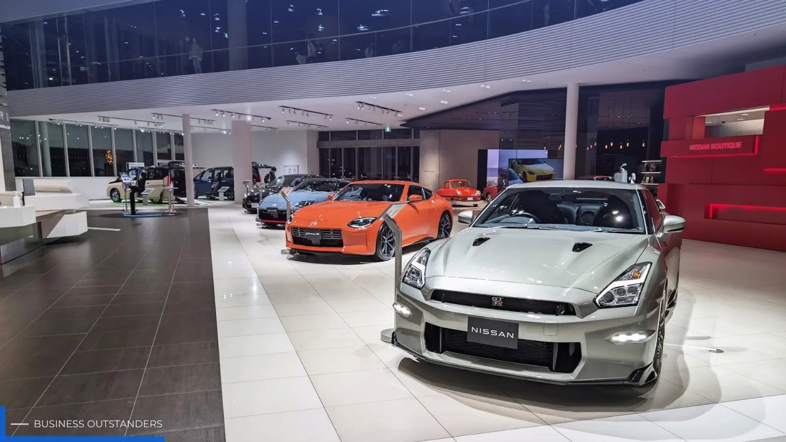 Nissan Motor Co. vehicles on display amid financial restructuring and job cuts in 2025