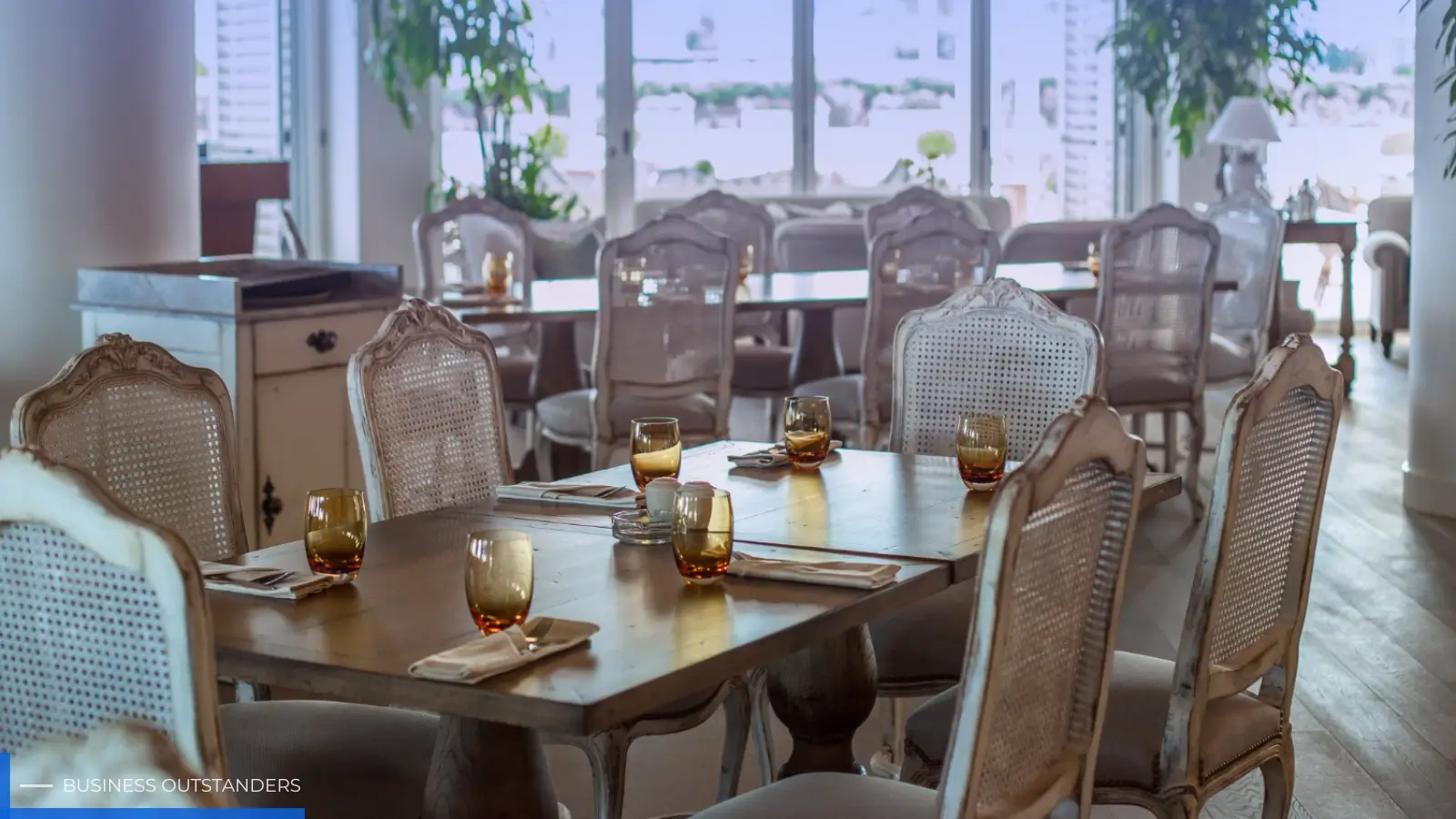 Various restaurant table shapes and sizes arranged in a well-designed dining room layout