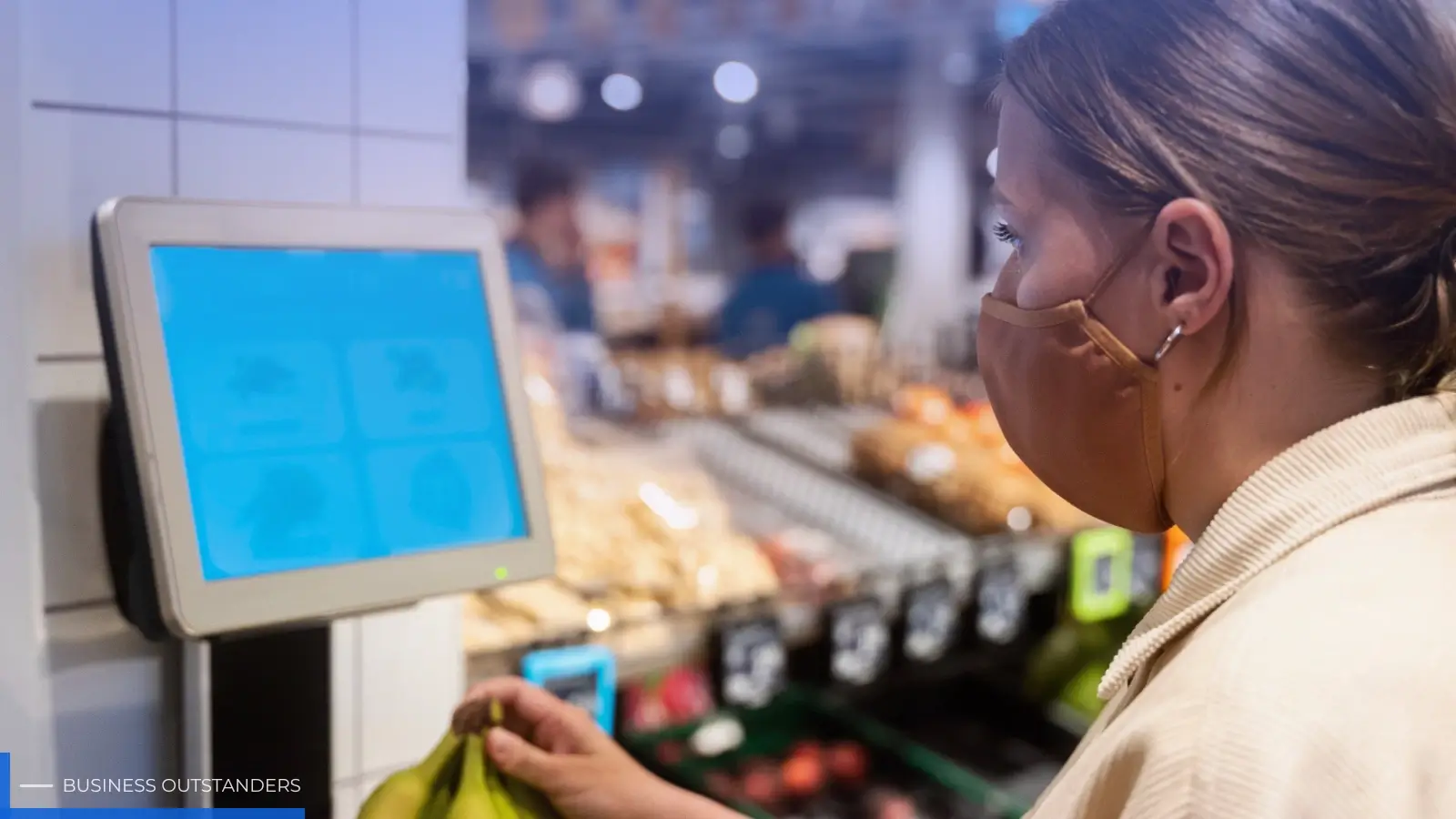 AI payment box installed at a grocery store counter enabling digital and UPI payments