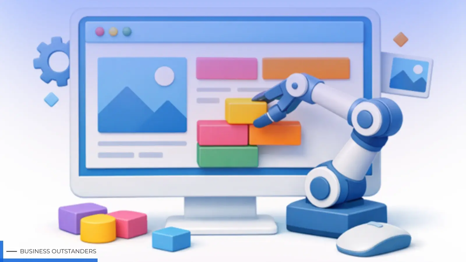 AI website builder interface showing automated web design tools and personalized layout options