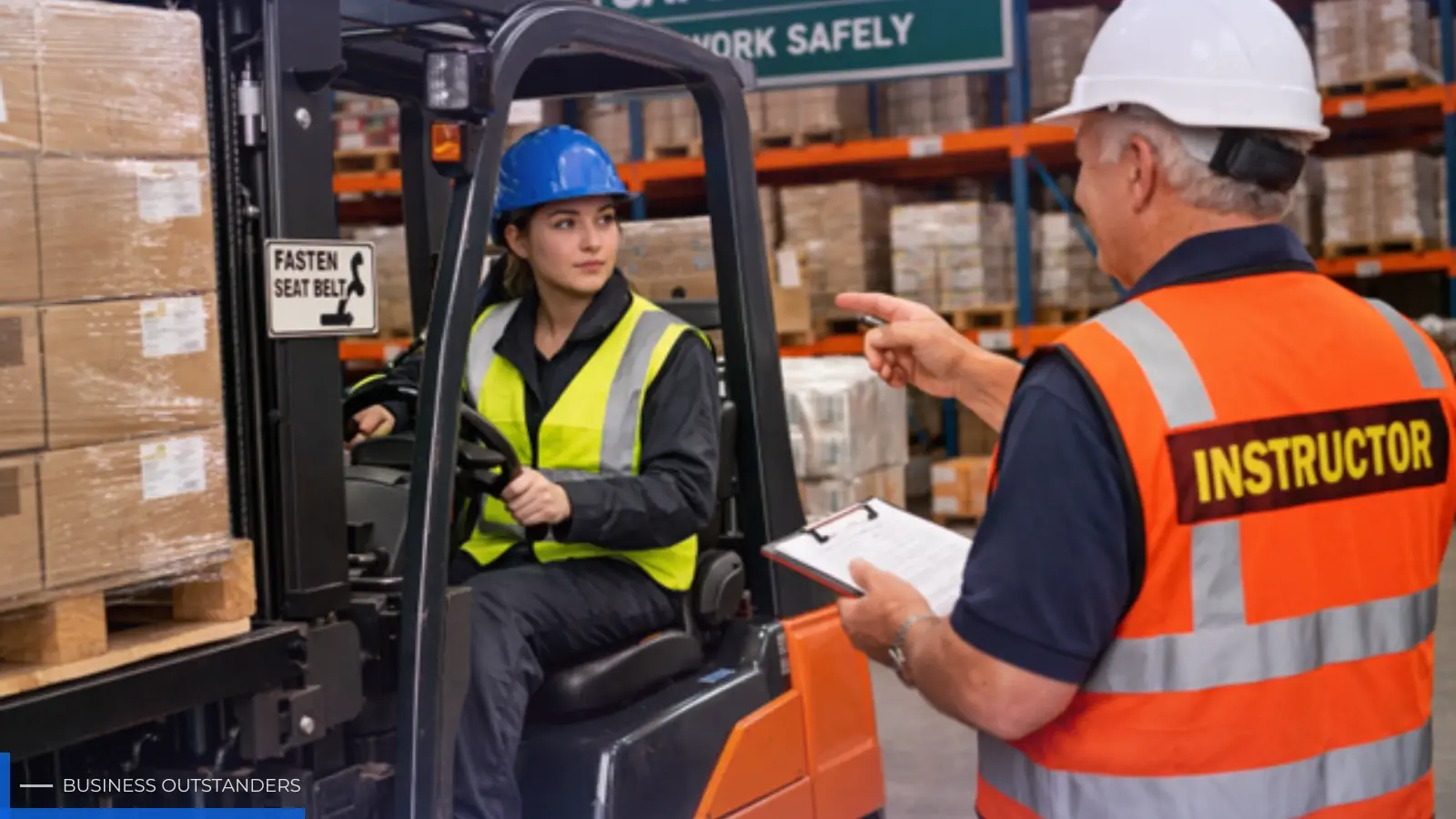 Certified forklift operator completing hands-on training at a top US forklift certification center