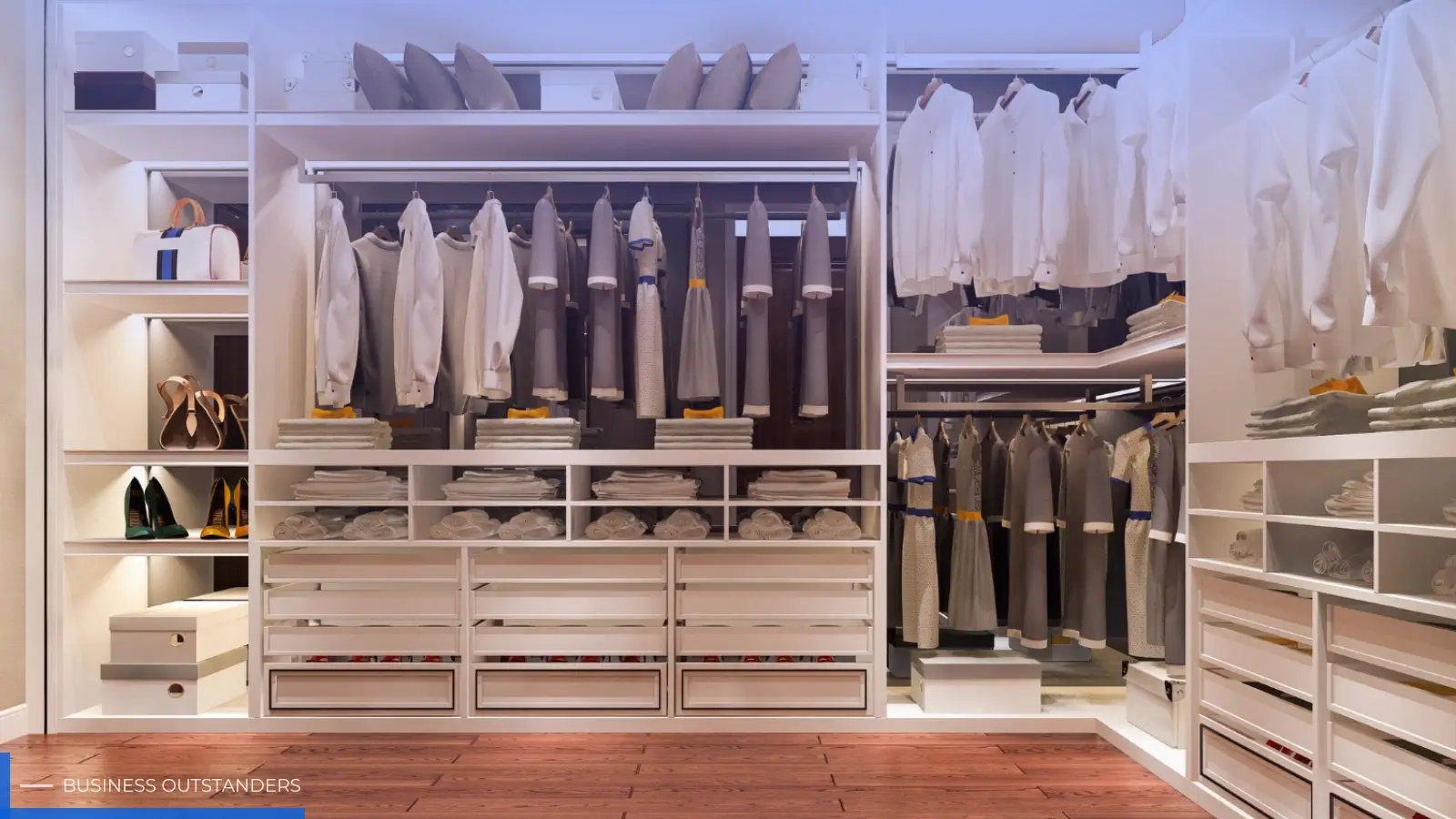 Custom luxury walk-in closet design with premium shelving and organization systems in a Dallas home