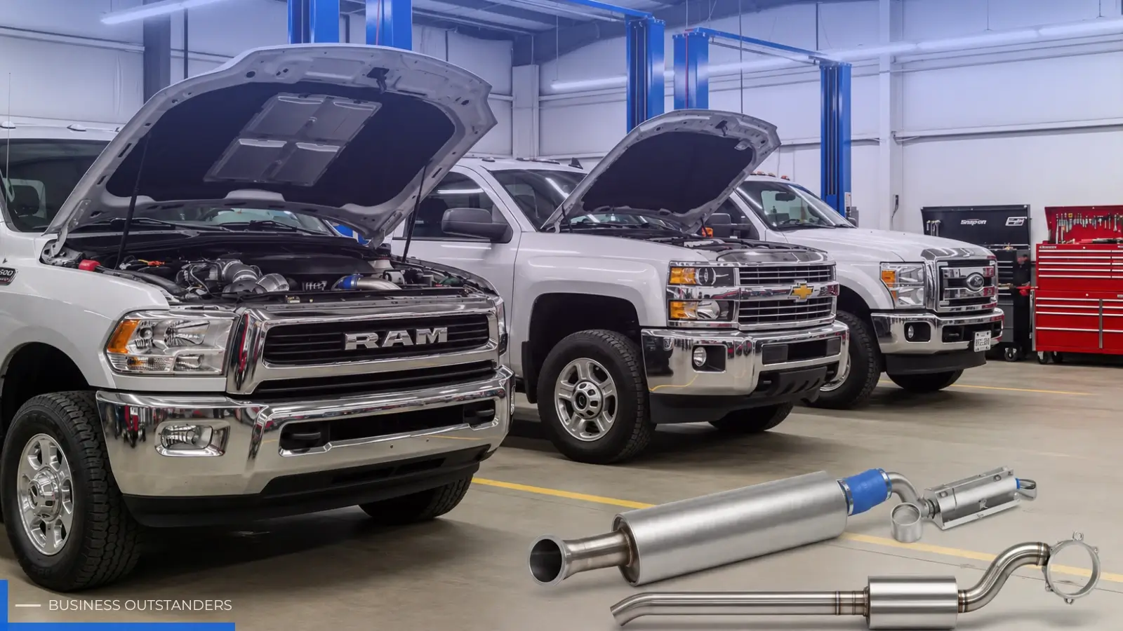 L5P Duramax EGR delete kit installed on diesel truck engine showing block-off plates and replacement pipes