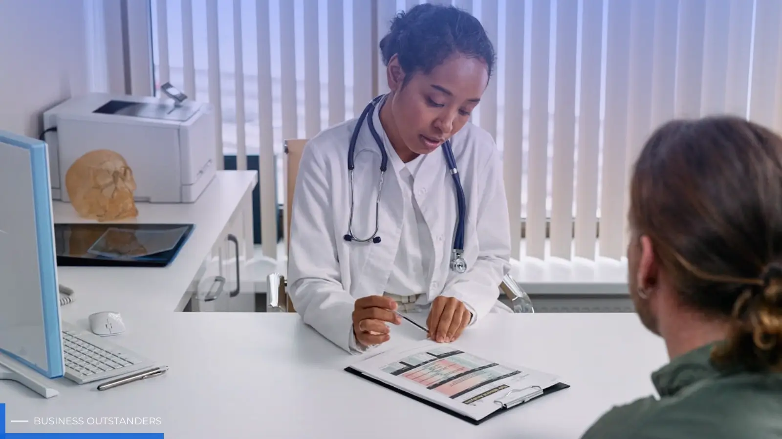 Male doctor consulting a patient about advanced sexual health treatment options in a modern clinic