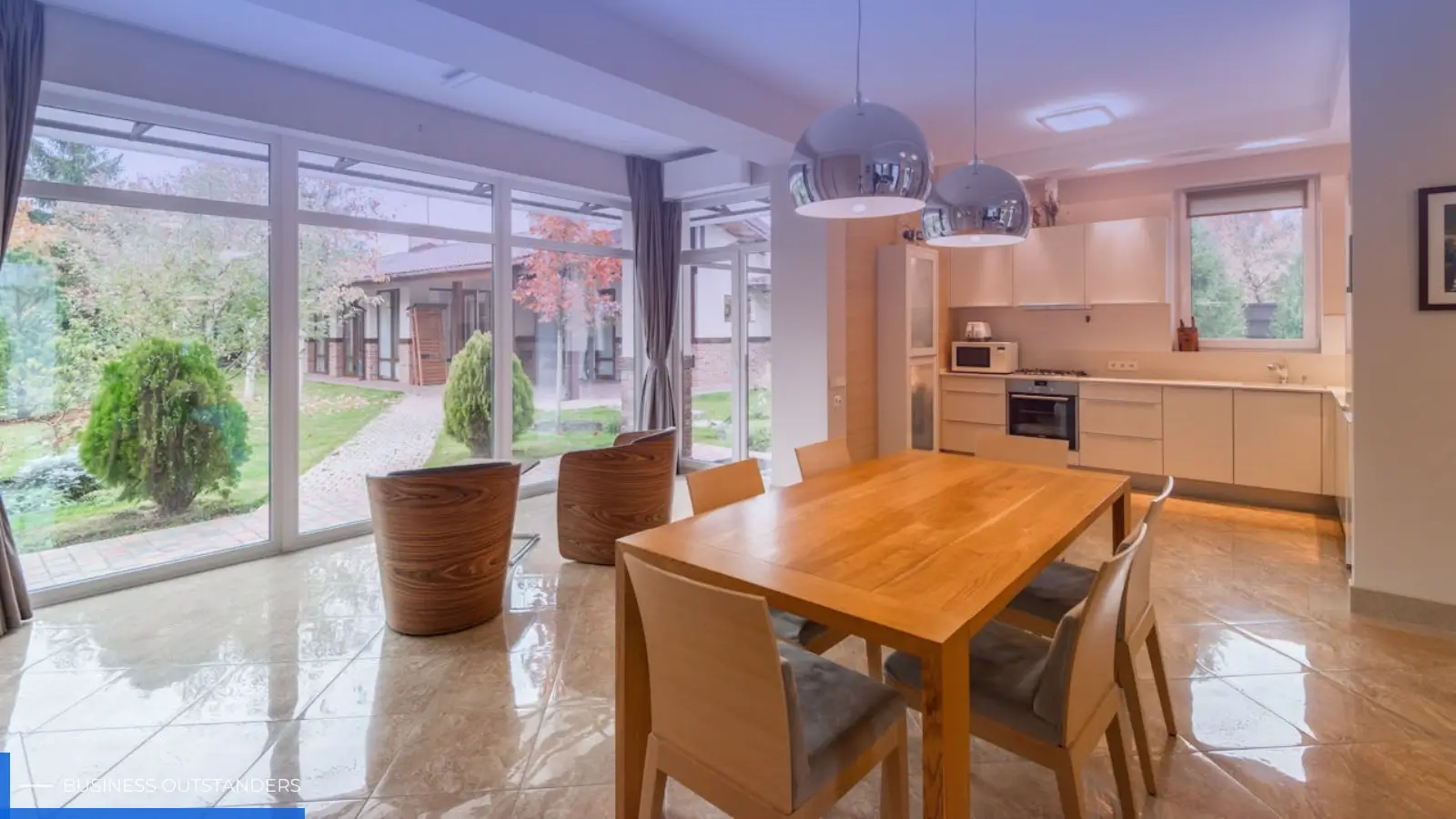 Polished concrete floor with glossy finish in a modern Gold Coast property
