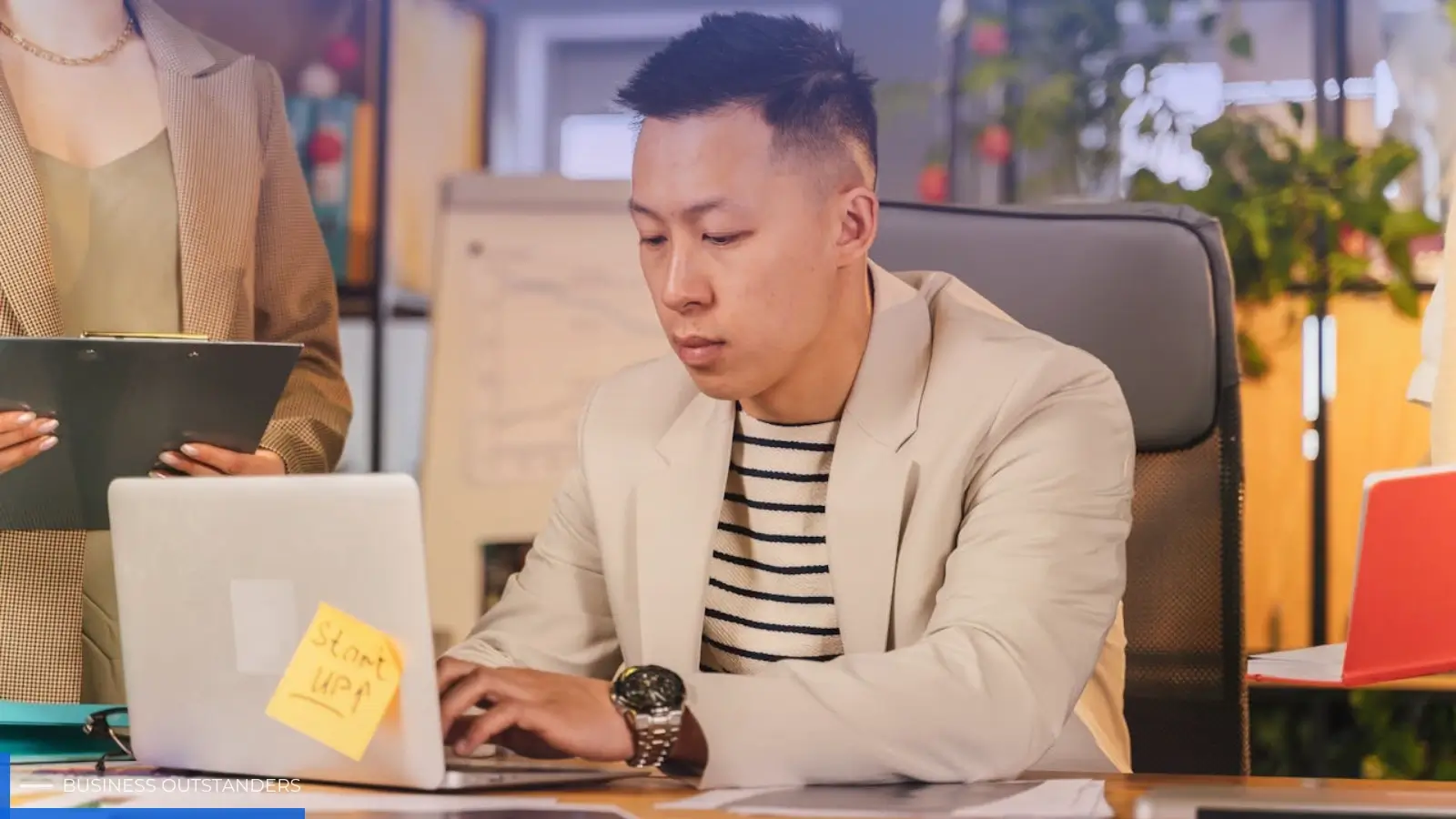 Startup founder using an AI website builder to quickly launch a professional business website