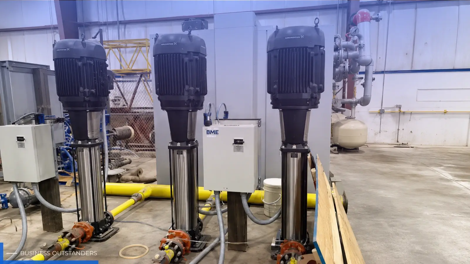 Vertical multistage centrifugal booster pump installed in a commercial water distribution system